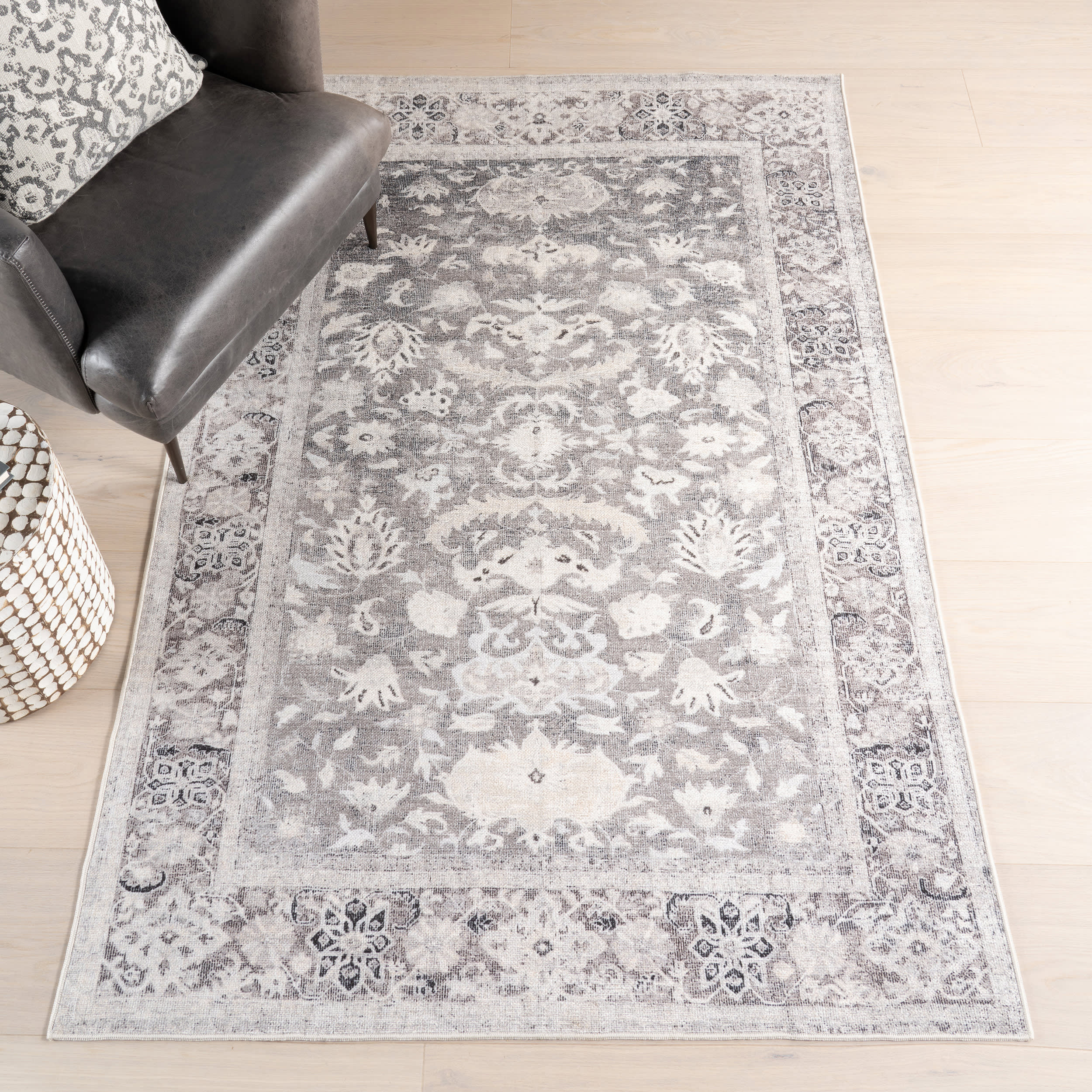 Analia Medallion Washable Rug - Brown | Machine Washable Area Rug for Living Room, Bedroom & Dining Room
