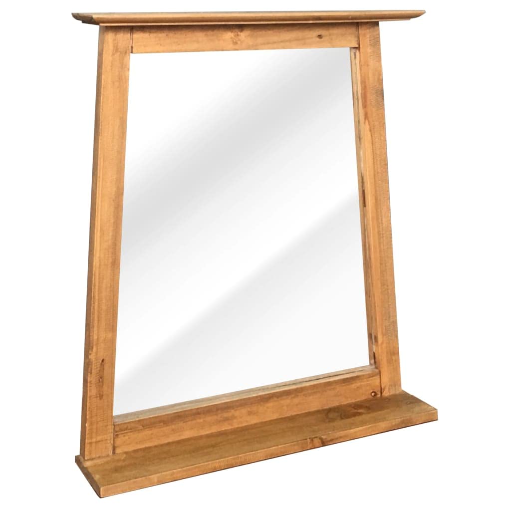 Eco-Friendly Solid Recycled Pinewood Bathroom Mirror - 27.6
