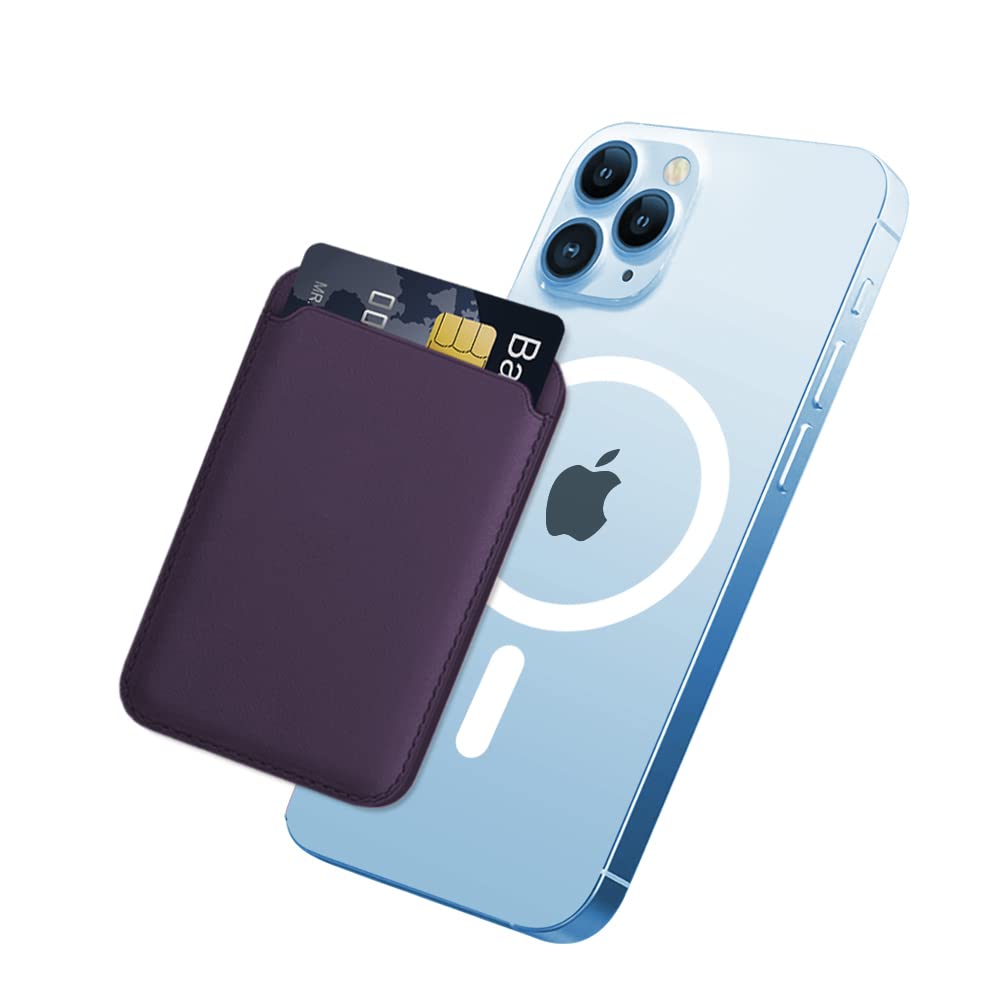 Magnetic Card Holder Wallet with MagSafe for iPhone 14/13/12 Series - Slim RFID Blocking Wallet Case for iPhone 14 Pro Max/14 Pro/14/13 Pro Max/13 Pro/13/12 Pro Max/12 Pro/12 - Perfect for Everyday Use, Travel & Contactless Payments (Cherry Red)