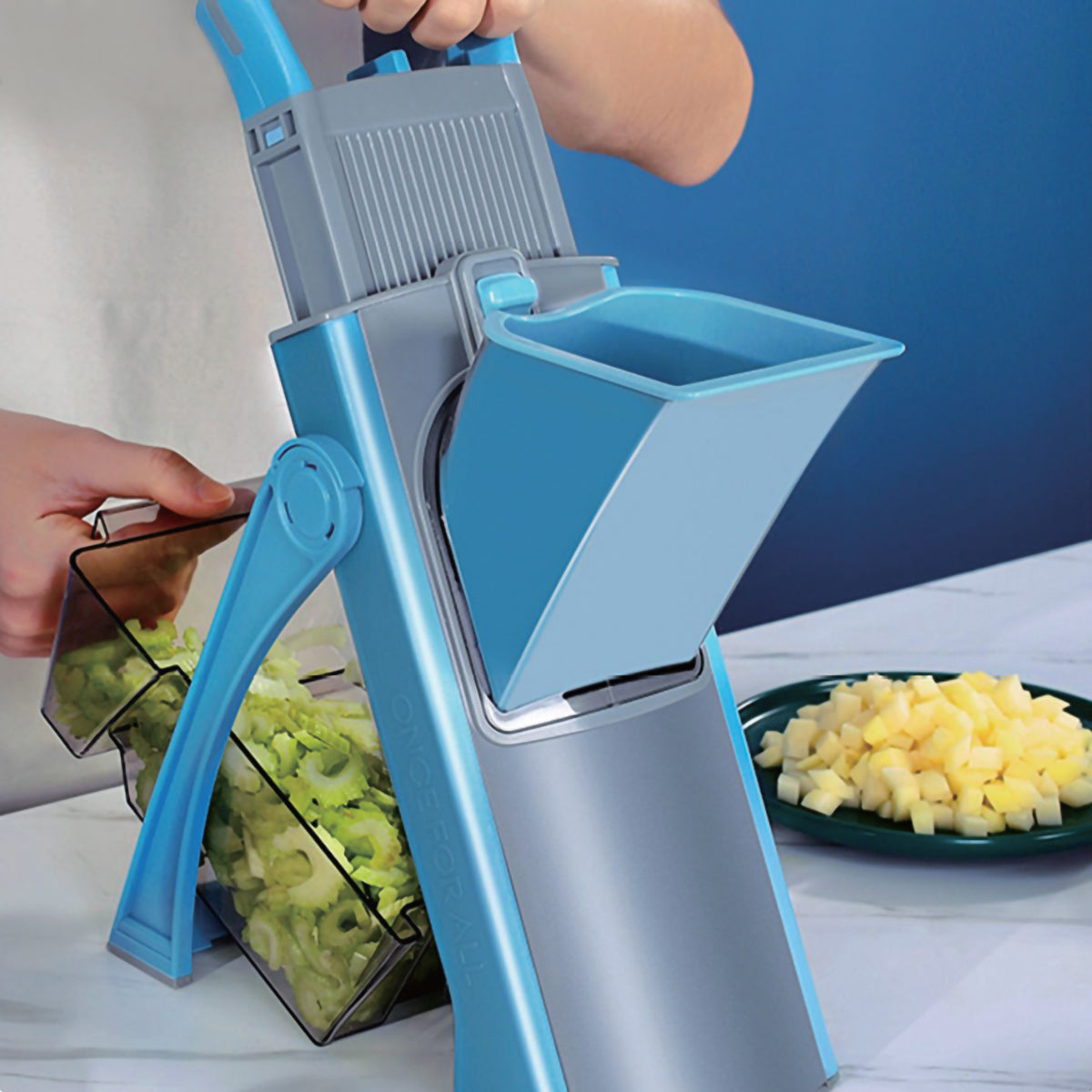 HomeMax 4-in-1 Vegetable Chopper & Food Slicer - Multi-Function Kitchen Gadget for Dicing, Slicing, Grating & Julienne - Perfect for Meal Prep, Salads & Healthy Cooking