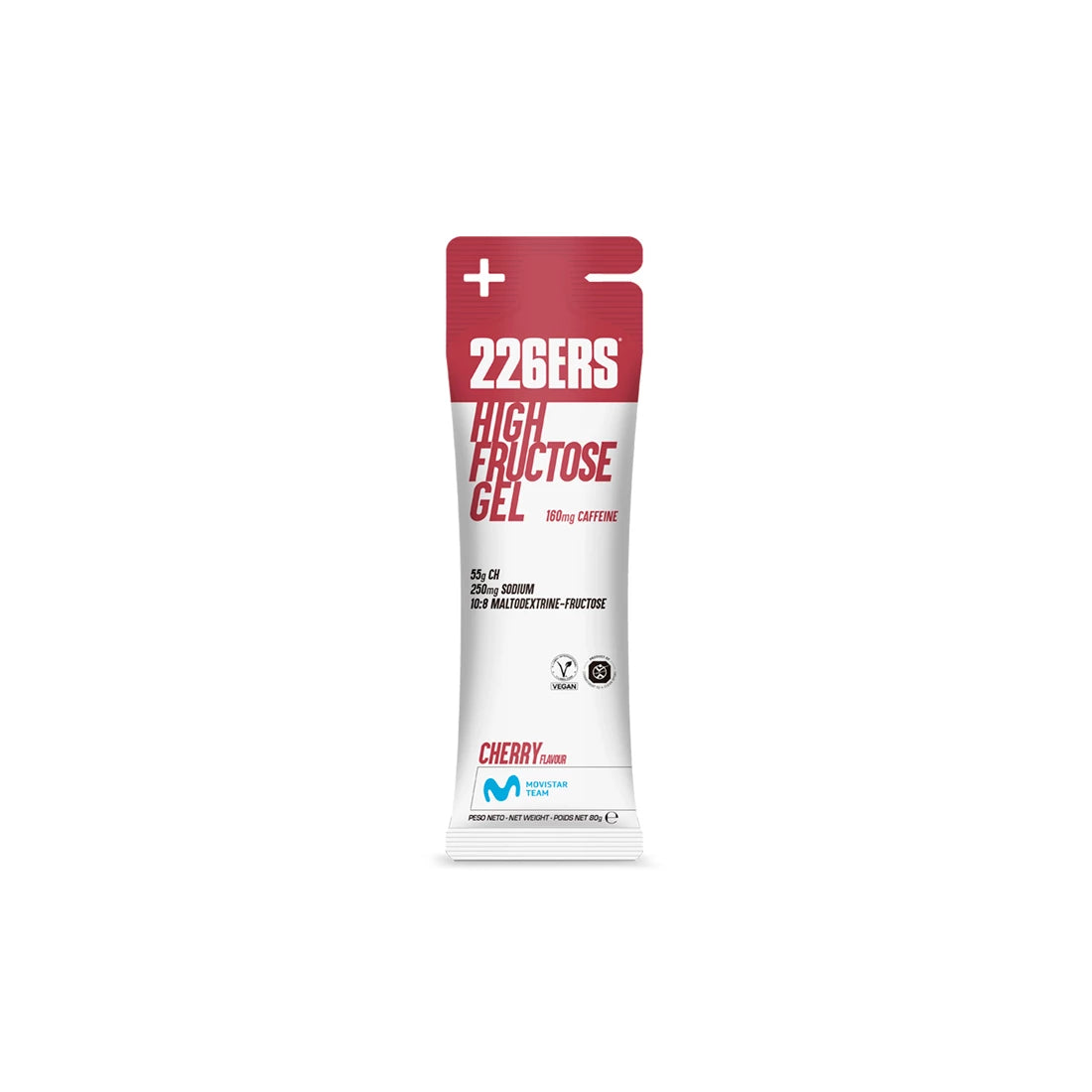 226ERS High Fructose Energy Gel 80g - Cherry Flavor with 160mg Caffeine | Endurance Sports Fuel for Cycling, Running & Triathlon