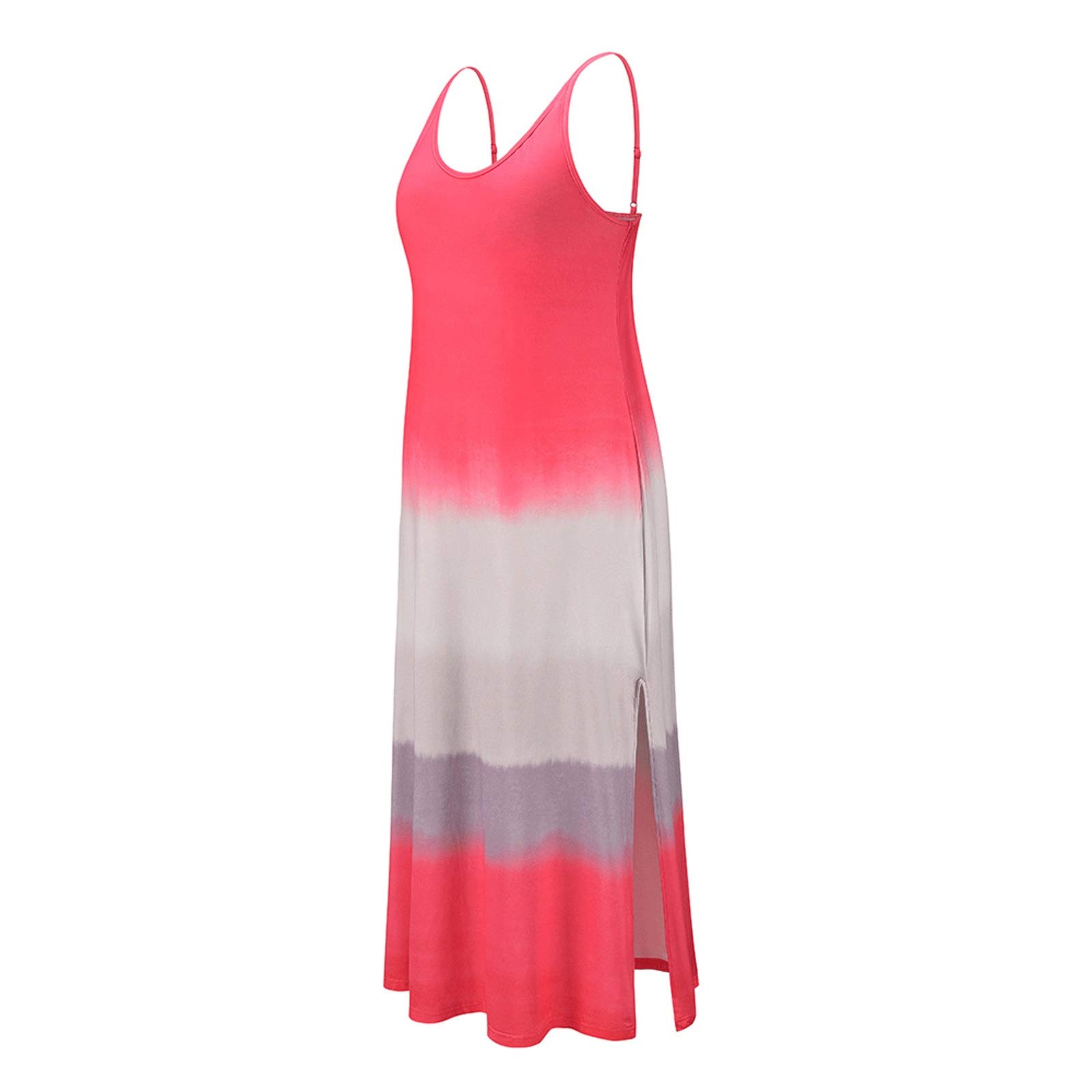 Women's Summer Maxi Dress - Bodycon Floor Length Sleeveless Plus Size Sundress in Watermelon Red (XX-Large) | Casual Beachwear, Party Outfit & Vacation Dress