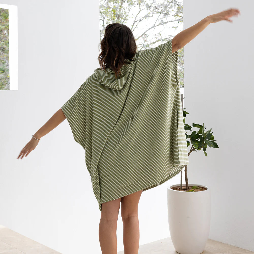 Bambury Olive Zip Front Poncho for Women - Lightweight & Stylish Outdoor Wear for Hiking, Camping, and Travel