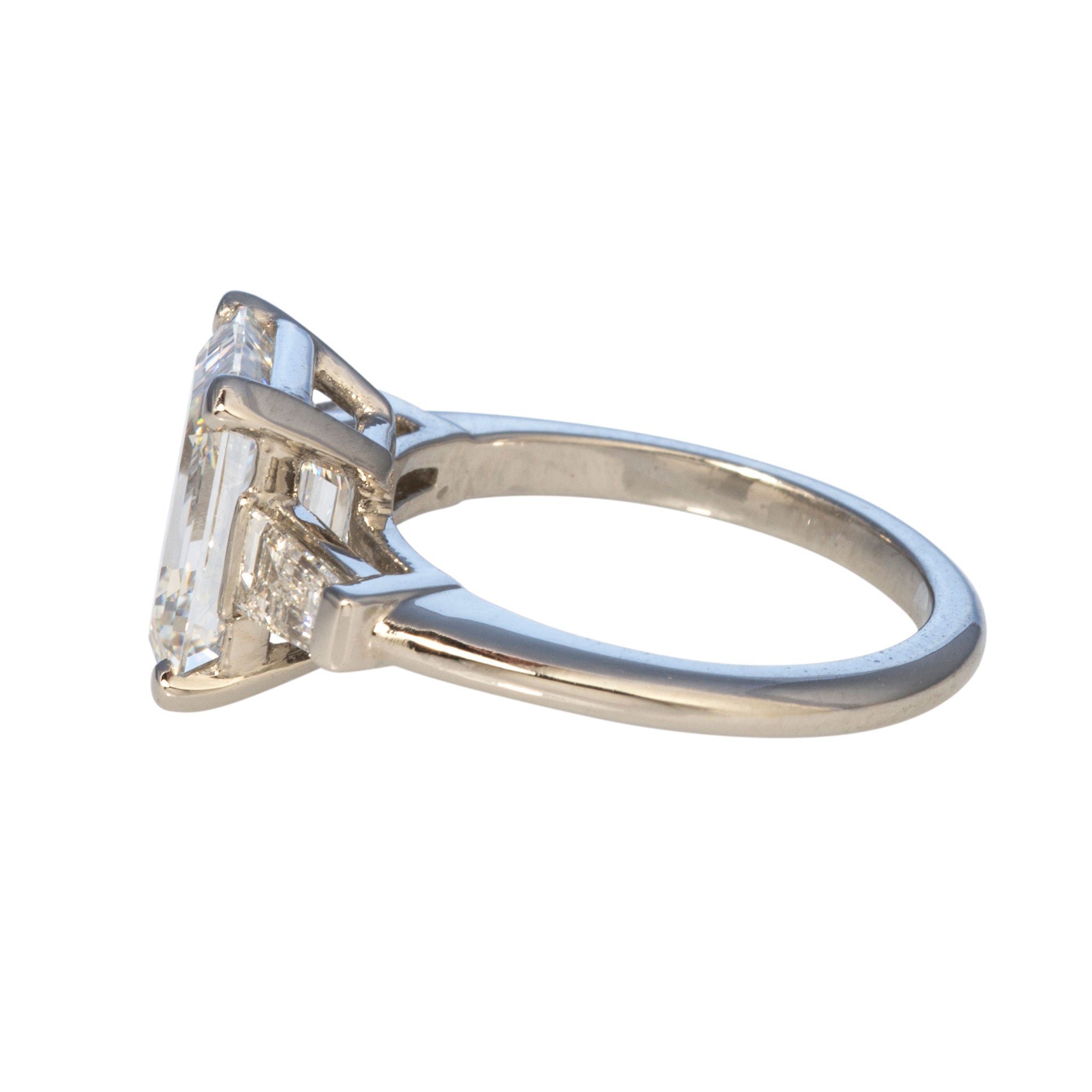 3.42ctw Emerald Cut & Baguette Diamond Three Stone Platinum Ring for Women - Elegant Wedding, Engagement & Anniversary Jewelry Gift