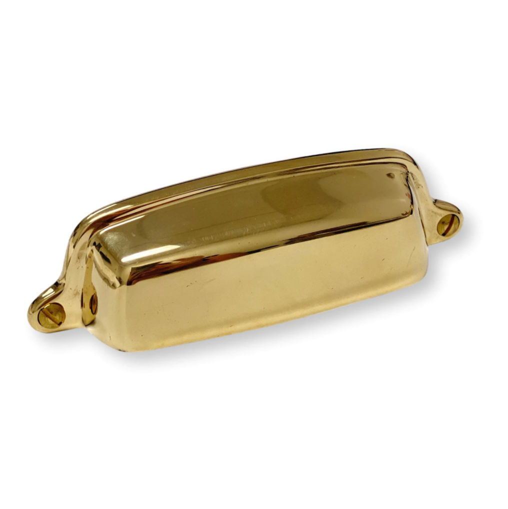 Vintage Unlacquered Brass Eloise Cabinet Cup Drawer Pull - 3
