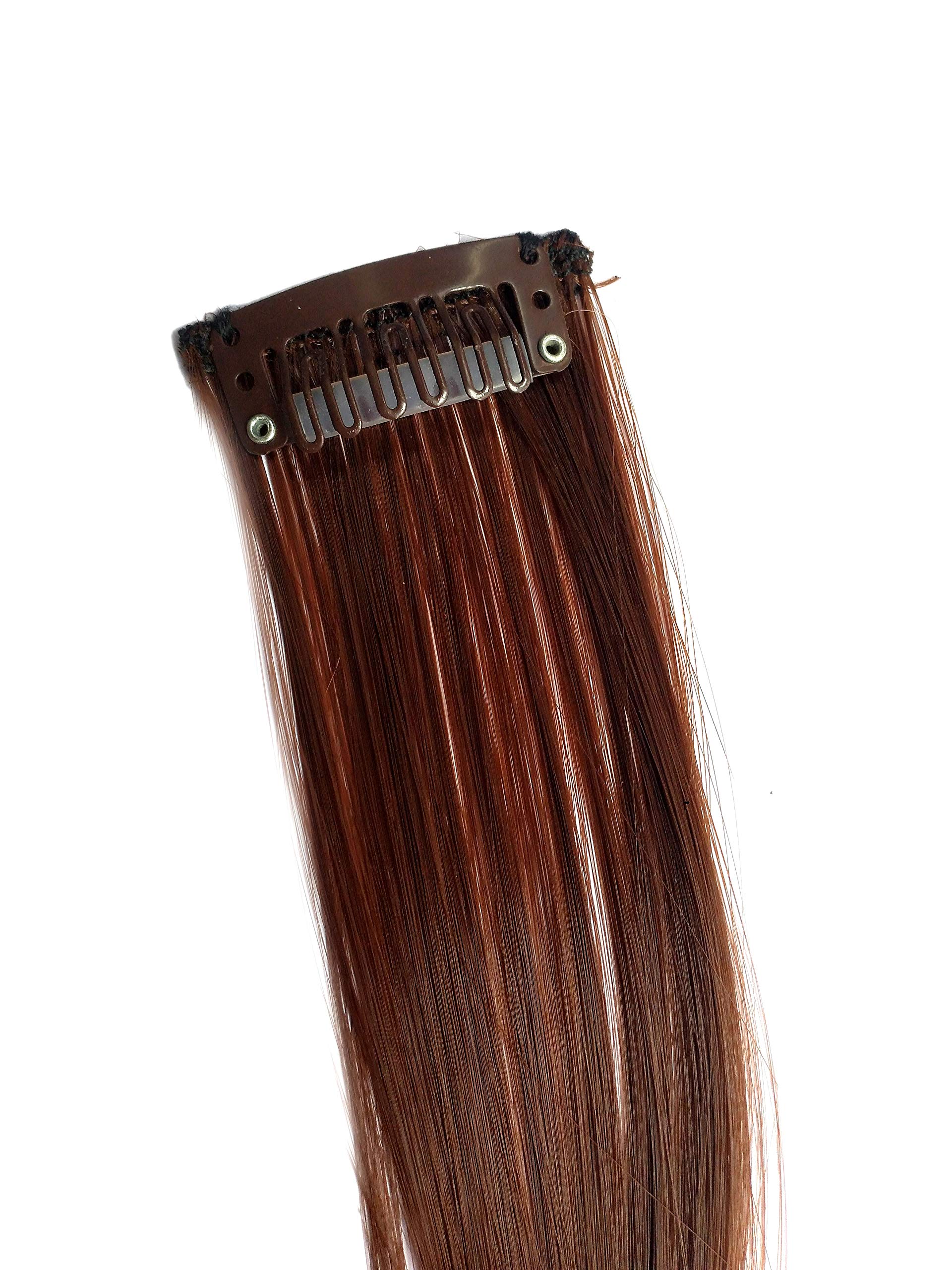 GuruEmbellish Hair Straight Strips Extensions for Women & Girls - Dark Brown Colored Hair Extensions (Pack of 1) | Perfect for Daily Styling, Parties & Special Occasions
