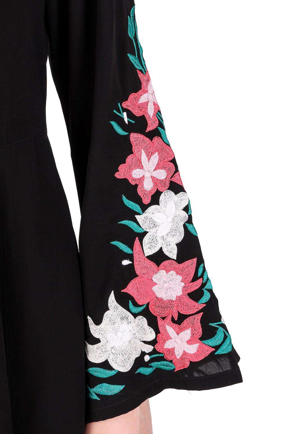 Embellished Bell Sleeve Umbrella Abaya Dress - Elegant Muslim Women's Prayer Dress for Special Occasions & Mosque Wear