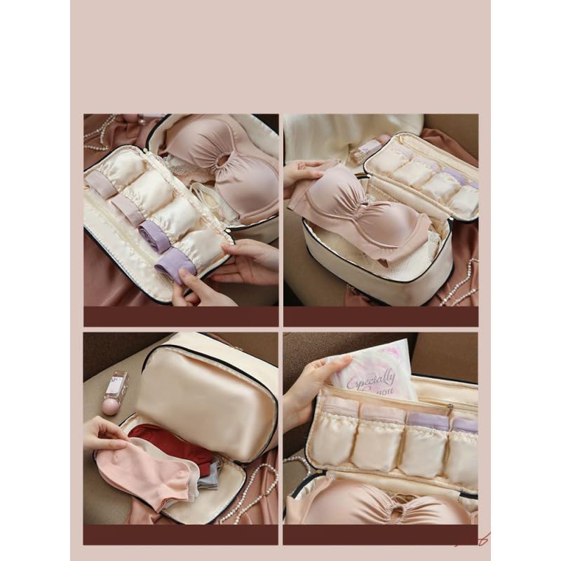 Portable Travel Underwear & Lingerie Organizer Bag - Multi-Layer Packing Cube for Bras, Socks & Toiletries | Rose Pink Storage Pouch for Luggage | Perfect for Vacations, Business Trips & Gym Essentials