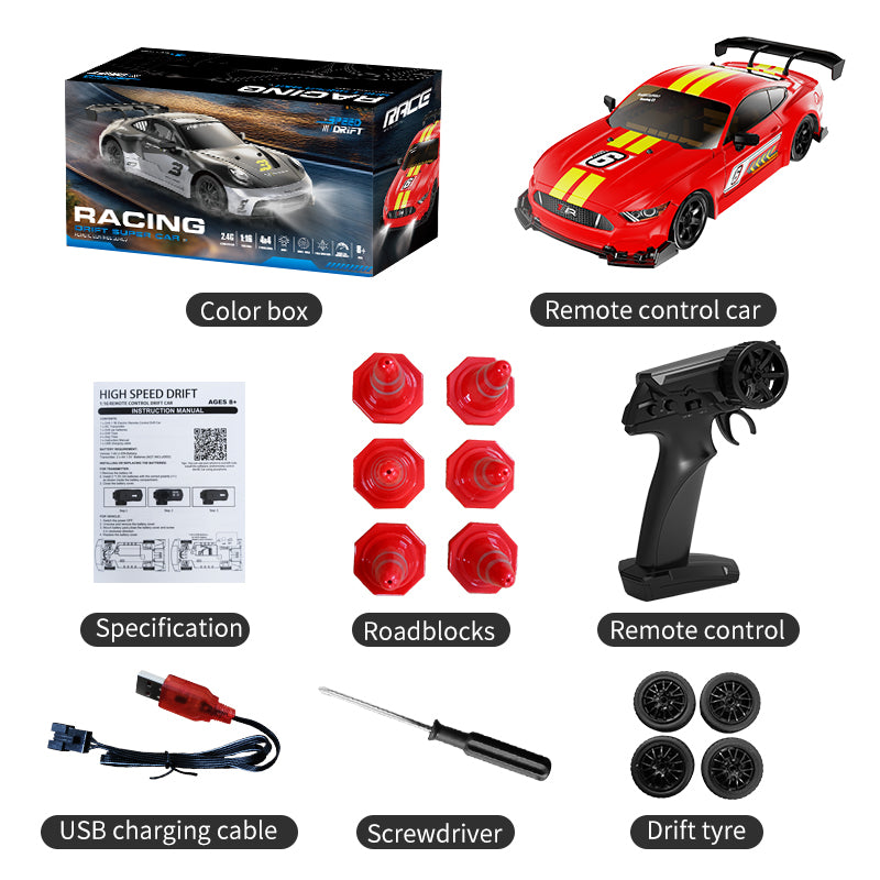 KFPLAN KF28 1/16 Scale 4WD Remote Control Drift Car - High Speed RC Racing Car with Durable PVC Shell & 800mAh Rechargeable Battery - Perfect for Indoor/Outdoor Drifting, Racing, and RC Car Enthusiasts