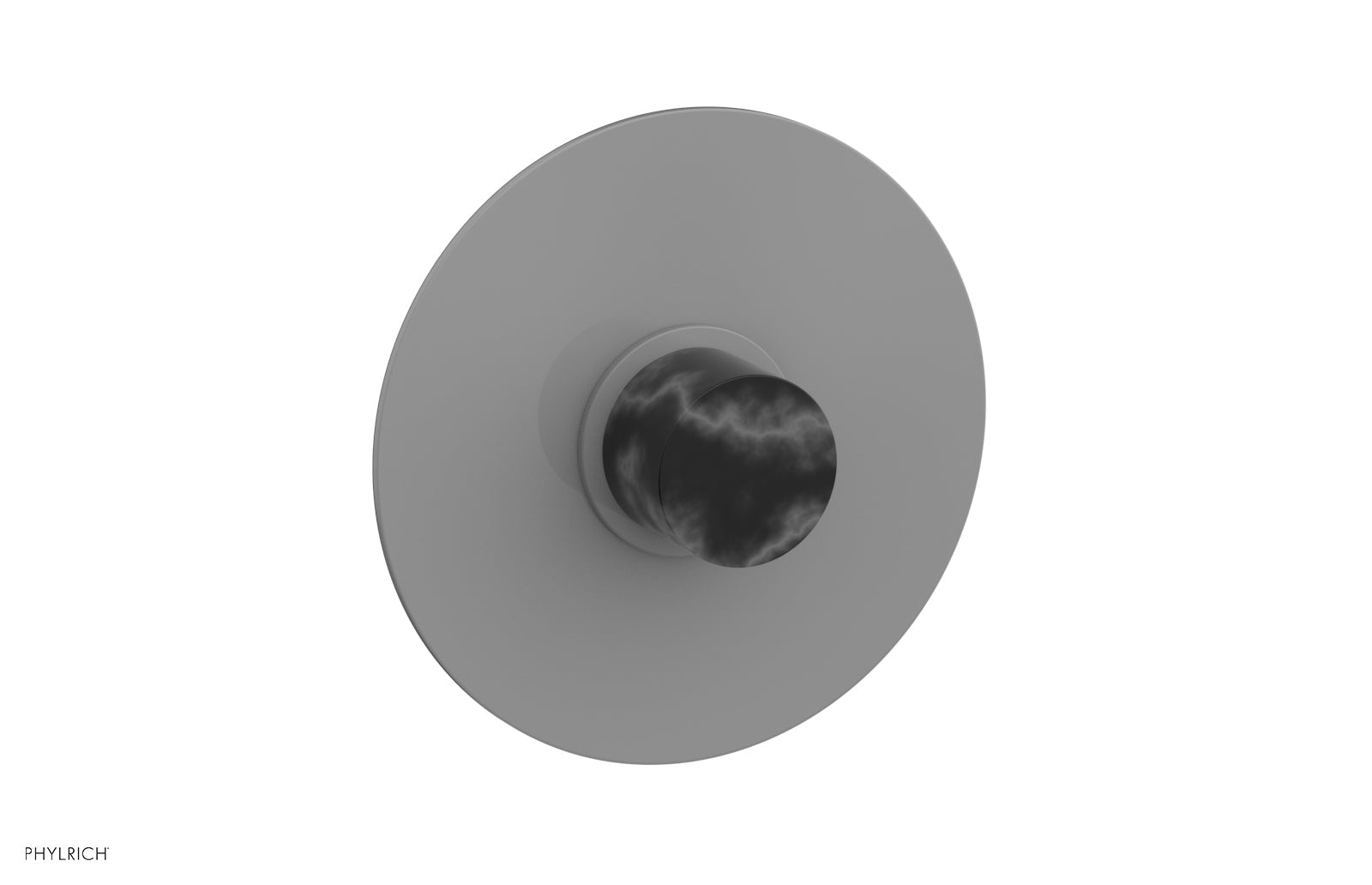 BASIC II 3/4 Thermostatic Round Shower Trim Plate with Black Marble Handle - Modern Bathroom Faucet for Luxury Showers (Model 4 182) | Perfect for Spa-Like Bathroom Renovations