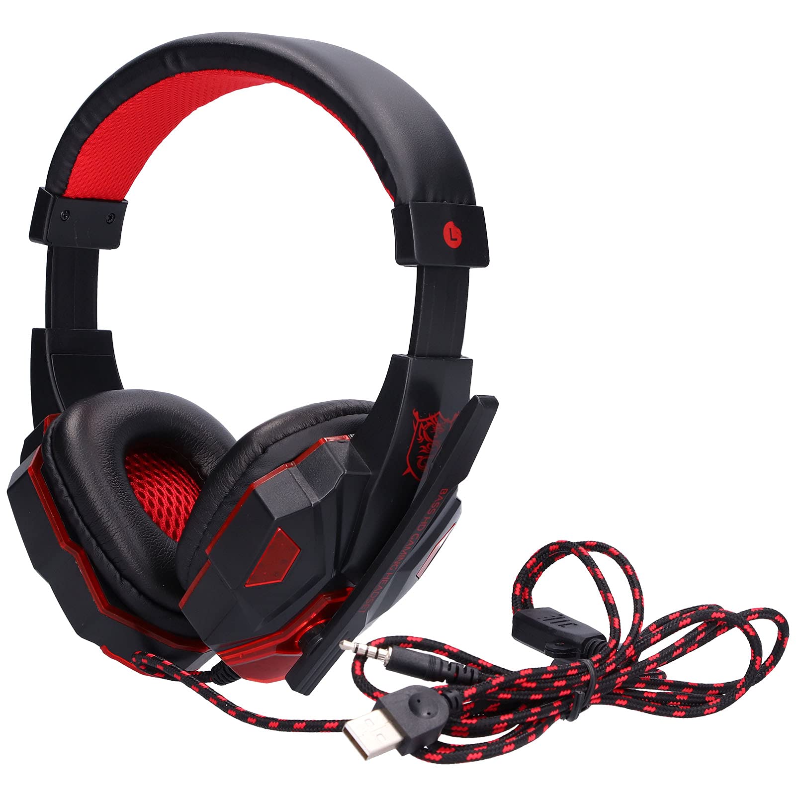 Retractable Gaming Headset with Noise-Canceling Mic & LED Lights - 90° Rotatable Ear Cups for PS4, PS5, PC - Perfect for Competitive Gaming & Online Meetings