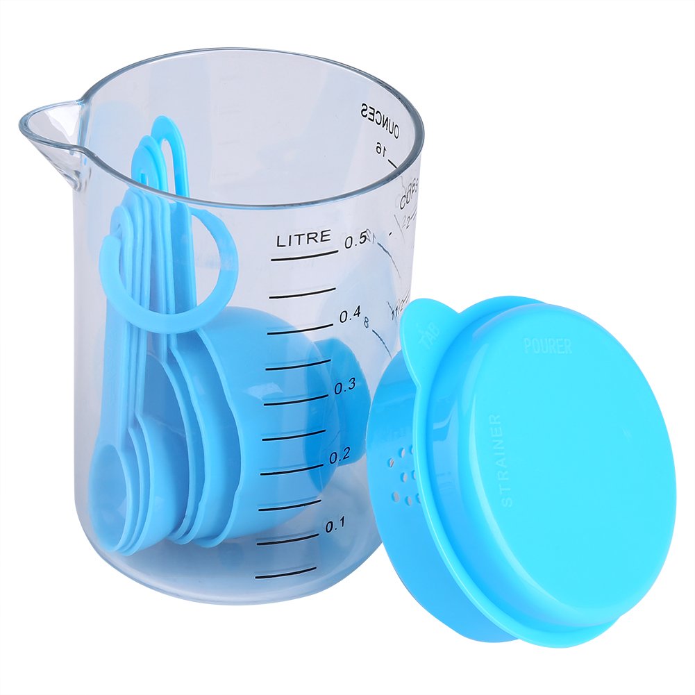 7-Piece Plastic Measuring Cup and Spoon Set - 500ml PP Measuring Cups for Coffee, Tea, Baking & Cooking | Essential Kitchen Tools for Precise Measuring
