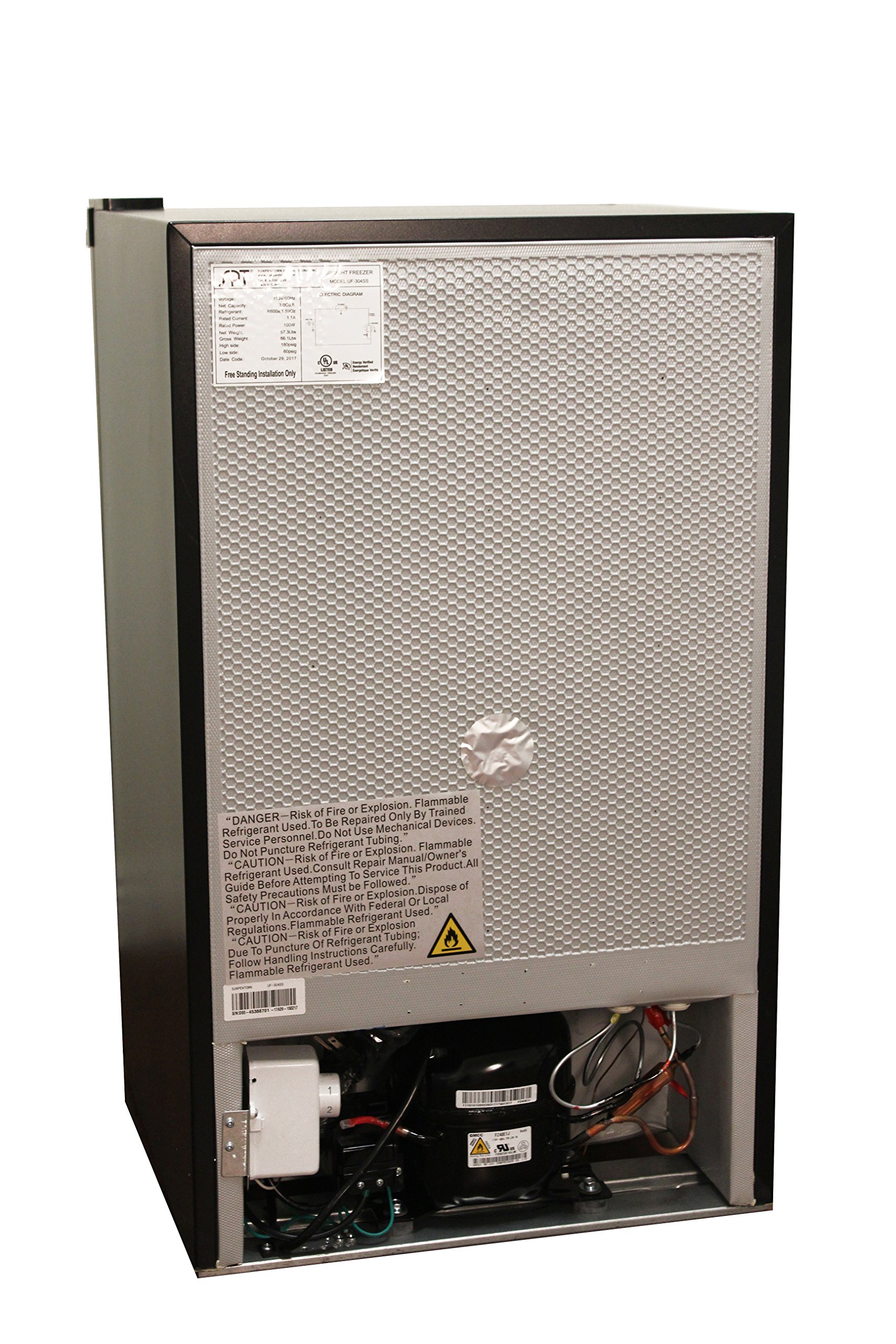 UF-304SSA: 3.0 cu.ft. Stainless Steel Upright Freezer - Energy Star Certified for Home, Garage & Basement Storage