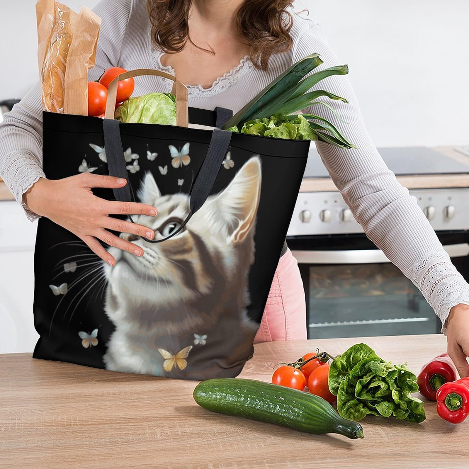 Stylish Large Canvas Tote Bag for Women - Durable Reusable Shopping & Grocery Bag - Perfect for Beach, Travel, Work & Daily Use