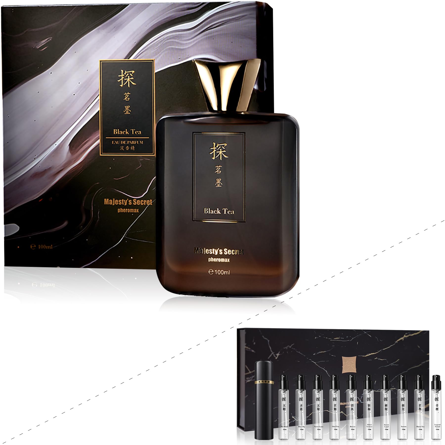 MAJESTY'S SECRET PHEROMAX Luxury Men's Cologne Gift Set - 3.4 Fl Oz TAN Black Tea Eau de Parfum for Men, EDP Cologne & Travel Size Perfume Gift Set | Perfect for Dating, Business Meetings & Special Occasions