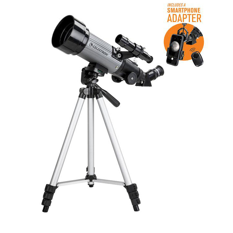 Celestron Travel Scope 70 DX Portable Refractor Telescope with Smartphone Adapter - 70mm Aperture for Stargazing, Bird Watching & Travel Astronomy - Perfect for Beginners & Outdoor Adventures
