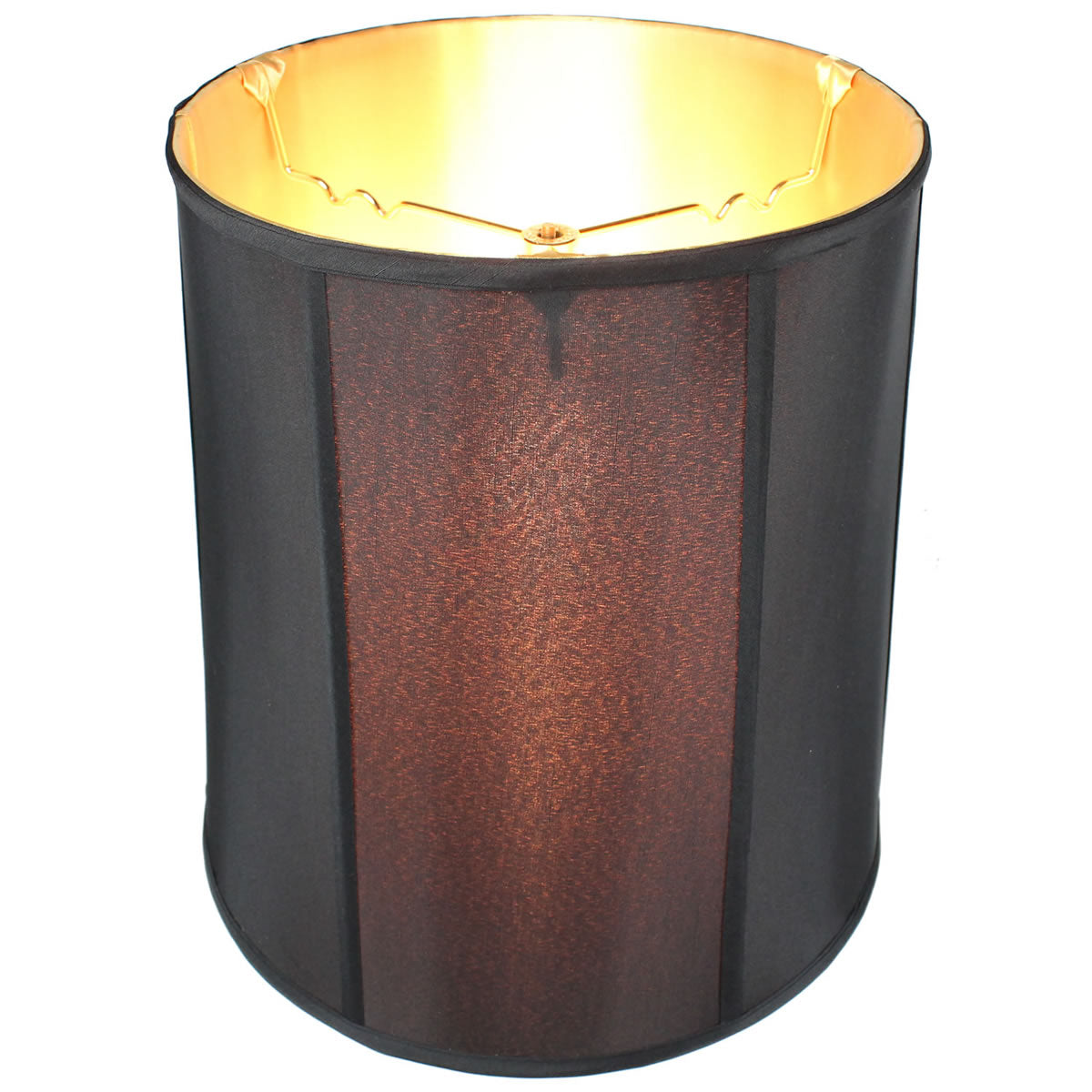 14W x 15H Black Fabric Drum Lamp Shade with Gold Liner - Modern Ceiling Light Cover for Living Room, Bedroom & Dining Room Decor