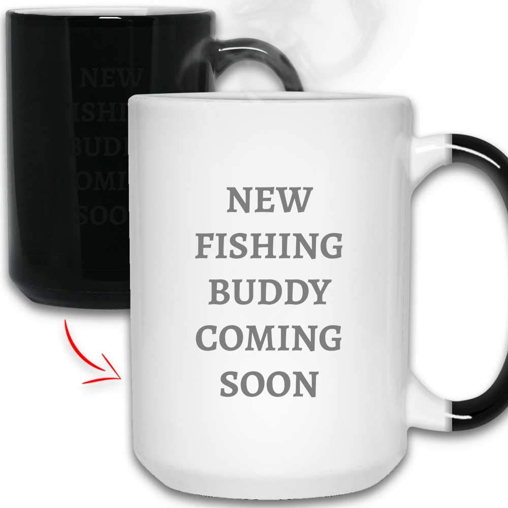 Funny Color Changing Mug - Ceramic Magic Coffee Cup 11oz & 15oz | Heat Sensitive Fishing Buddy Design | Perfect Gift for Anglers & Coffee Lovers | Office, Home & Camping Use
