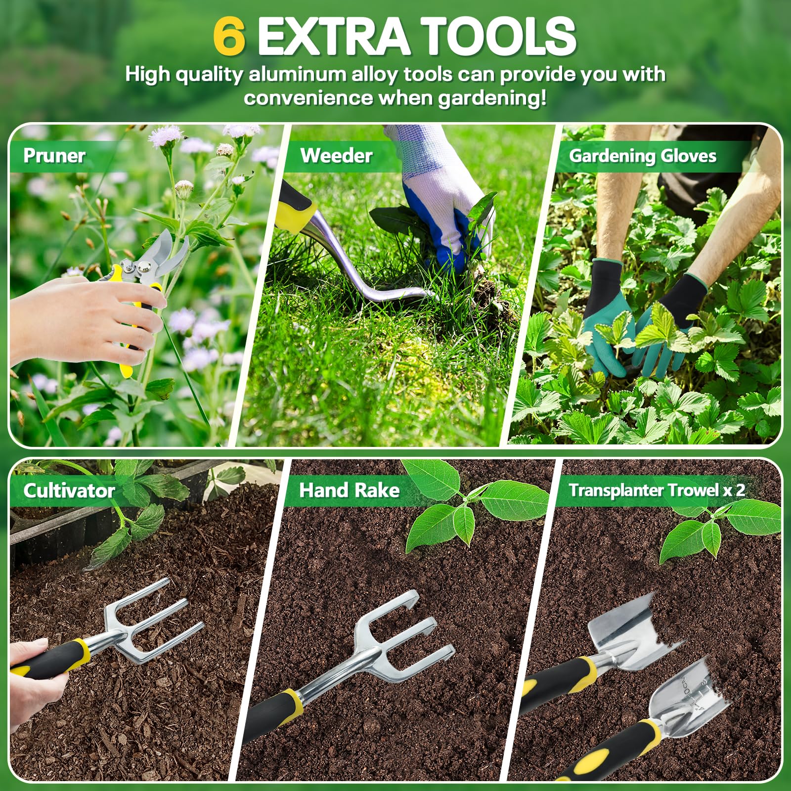 EAONE Foldable Garden Kneeler and Seat with Soft Kneeling Pad - Gardening Stool Bench with Hand Tools, Gloves & Tool Pouches - Ideal Gardening Gifts for Men & Women - Protects Knees & Back - Perfect for Planting, Weeding & Outdoor Yard Work