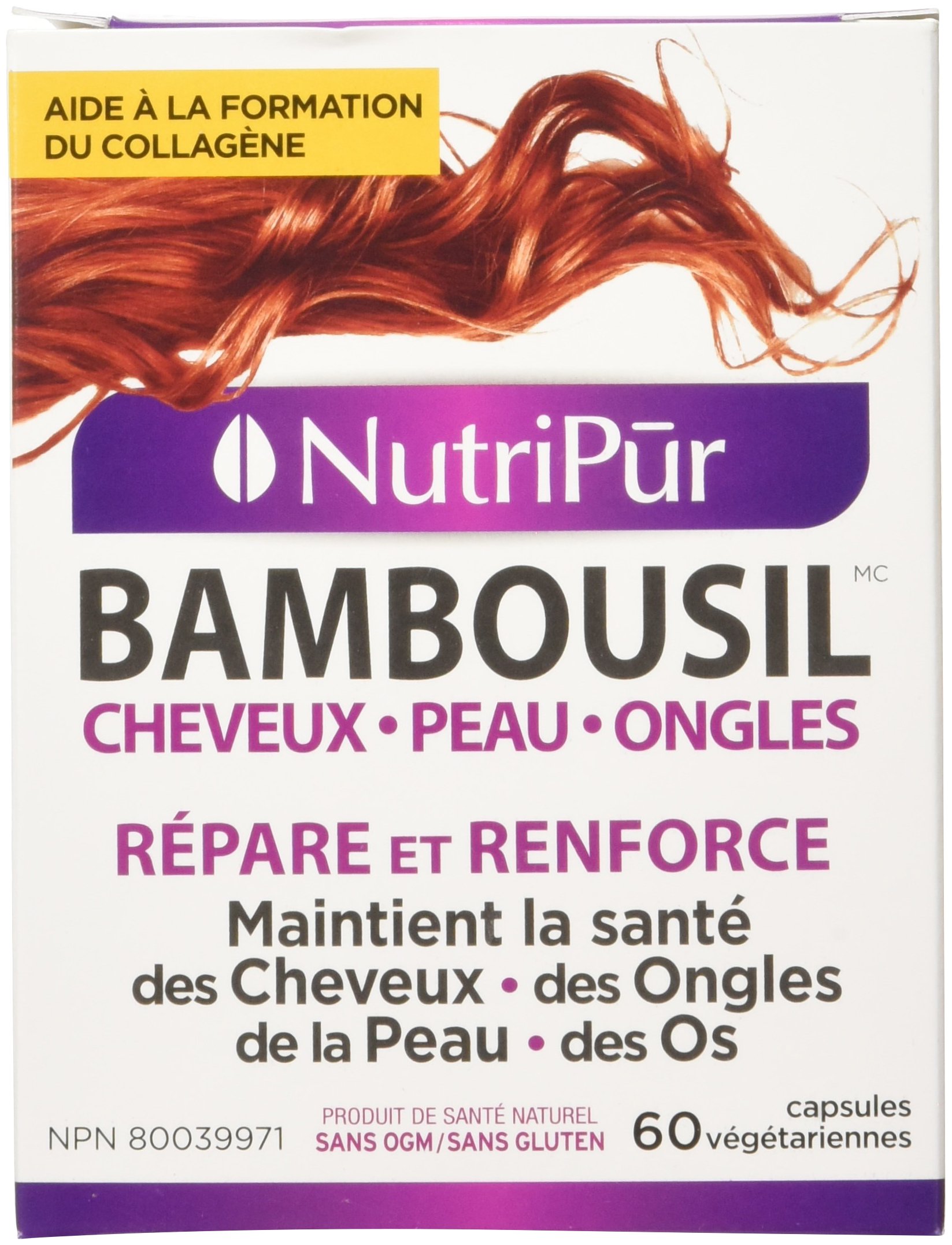 NUTRIPUR Bambousil Hair Skin & Nails Supplement - 60 Capsules | Supports Healthy Hair Growth, Strong Nails & Glowing Skin | Perfect for Daily Beauty Routine & Wellness Regimen