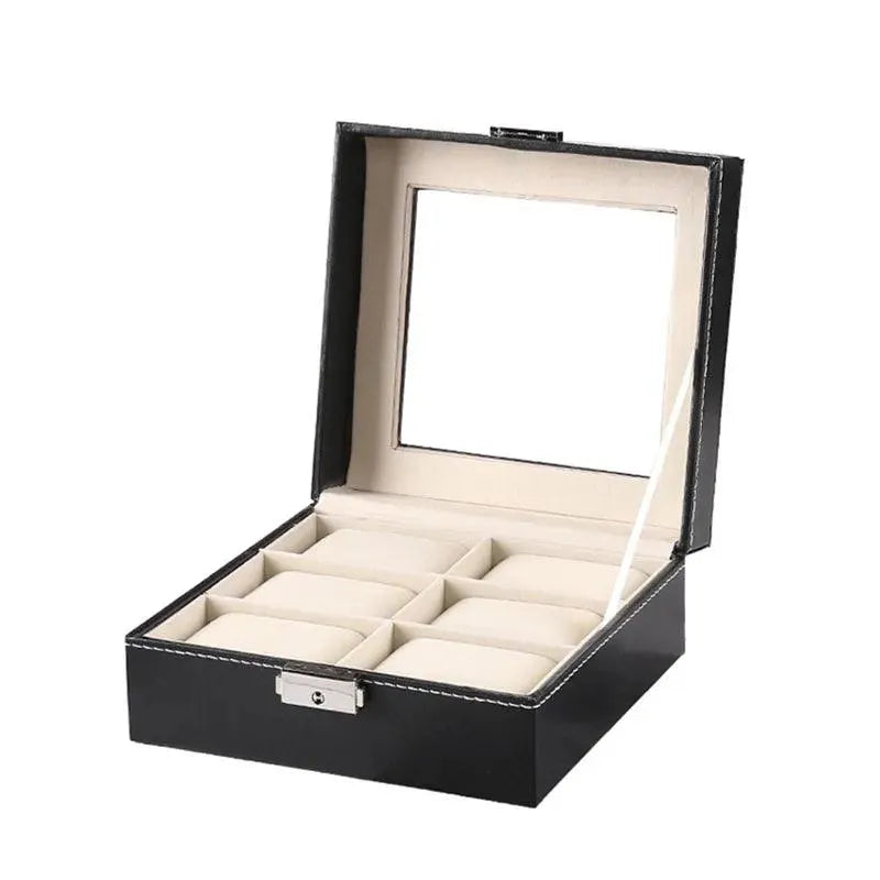 2/3/4/5/6/10/12/18/20 Grids PU Leather Watch Box Organizer - Black Watch Display Case & Storage Box for Men & Women - Perfect Gift for Watch Collectors & Jewelry Organization (Home, Office, Travel)