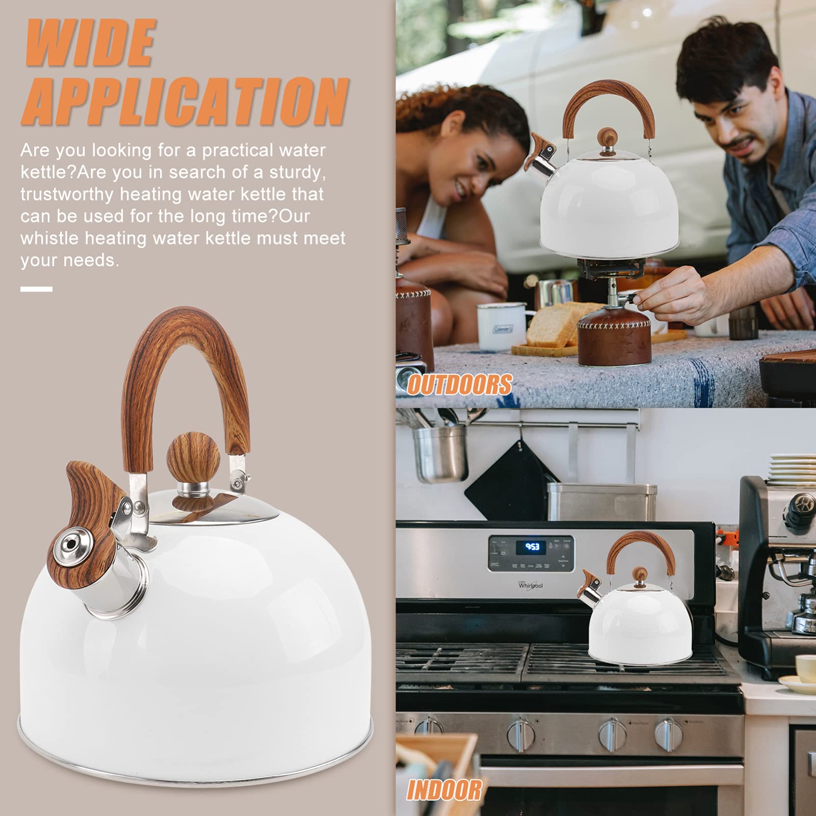 **Cabilock 1-Piece Stainless Steel Whistling Tea Kettle - Stovetop Water Boiler for Home & Kitchen - Perfect for Tea, Coffee & Cooking**