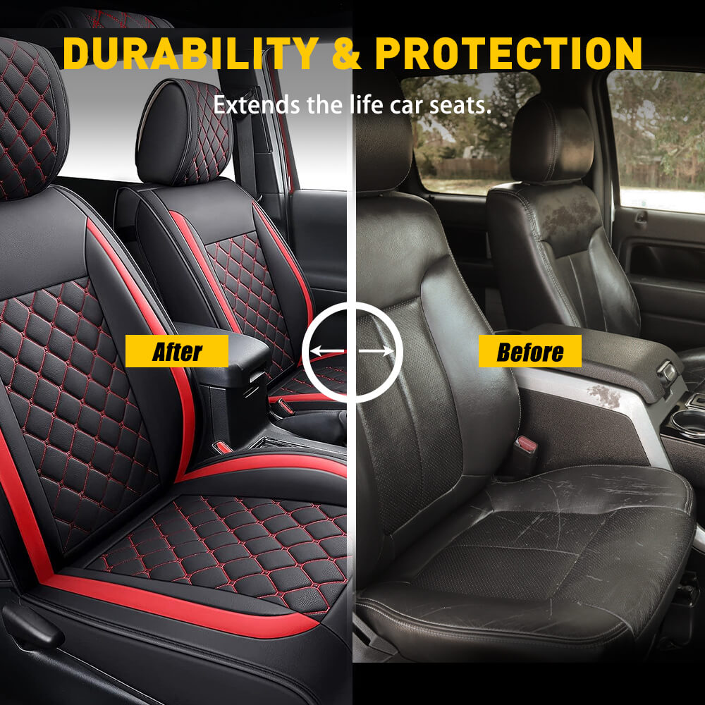Premium 5-Piece Leather Car Seat Covers Set - Perfect Fit for 2007-2023 Toyota Tacoma Crew Cab | Waterproof & Durable Protection for Daily Commute, Road Trips & Off-Road Adventures