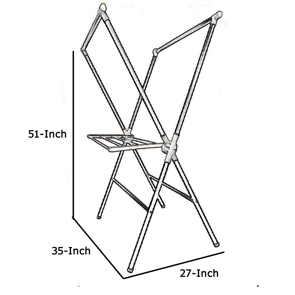 Benjara Folding Laundry Rack - Space Saving Clothes Drying Rack with Plastic & Metal Frame - Black - Perfect for Apartments, Dorms, and Small Spaces