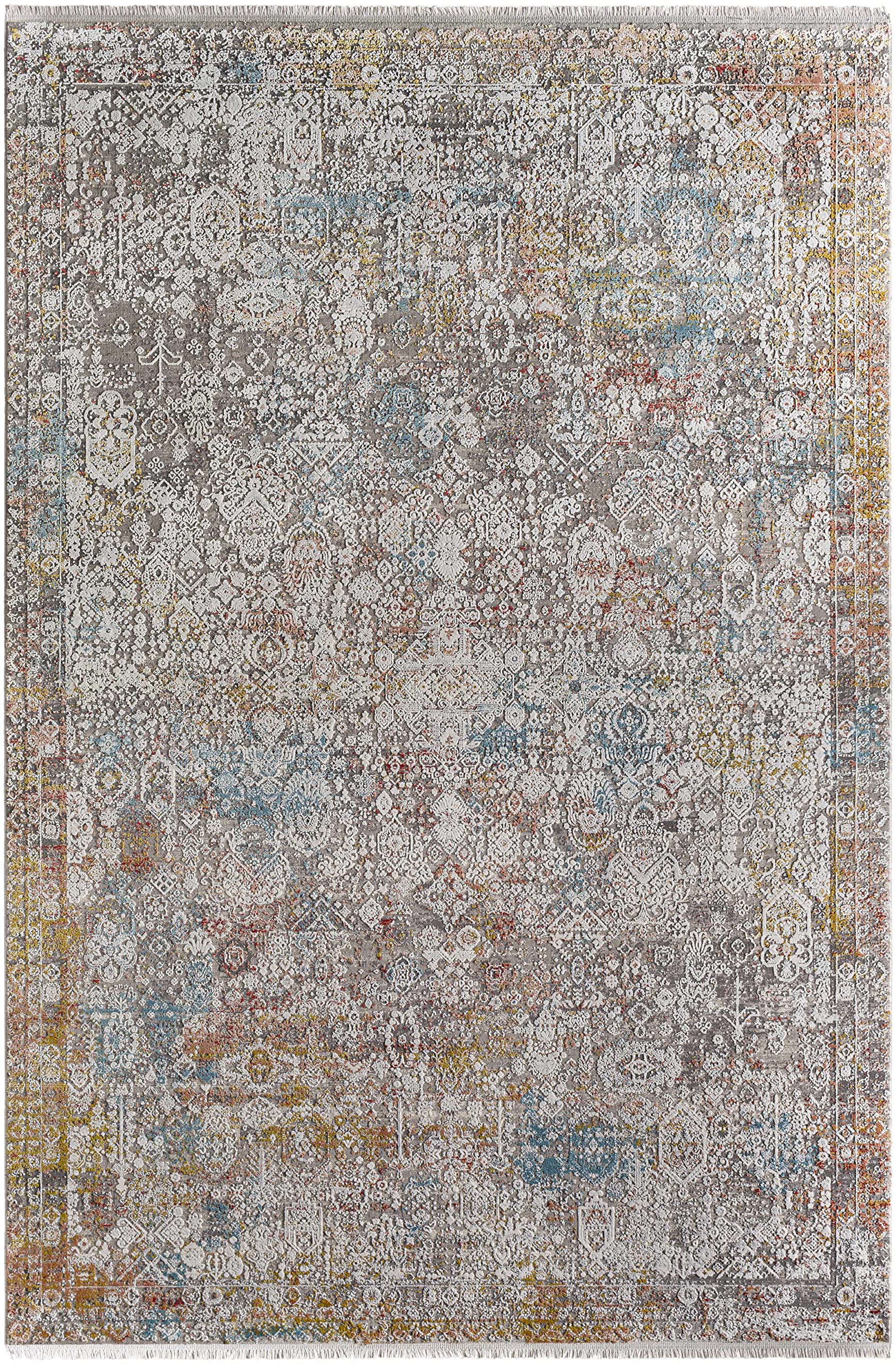 Hauteloom Witheridge Modern Hallway & Kitchen Runner Rug - Blue, Pink, Gray - 3' x 8' - Non-Slip Washable Rug for Entryway, Dining Room, Bathroom Decor