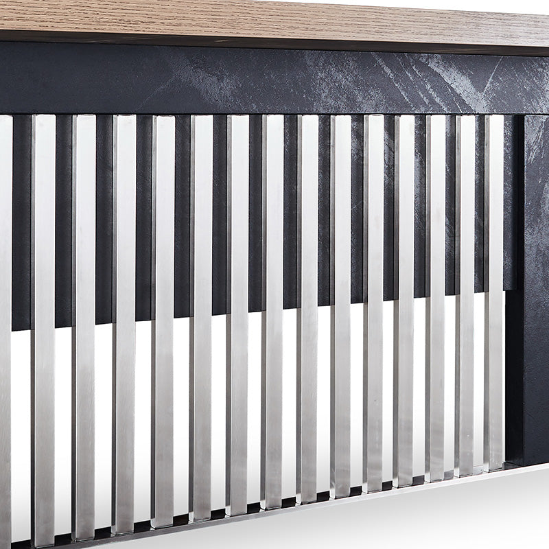 AFTAN 180cm Reception Desk Right Panel in Warm Oak & Black - Modern Office Furniture for Professional Workspaces & Lobby Areas