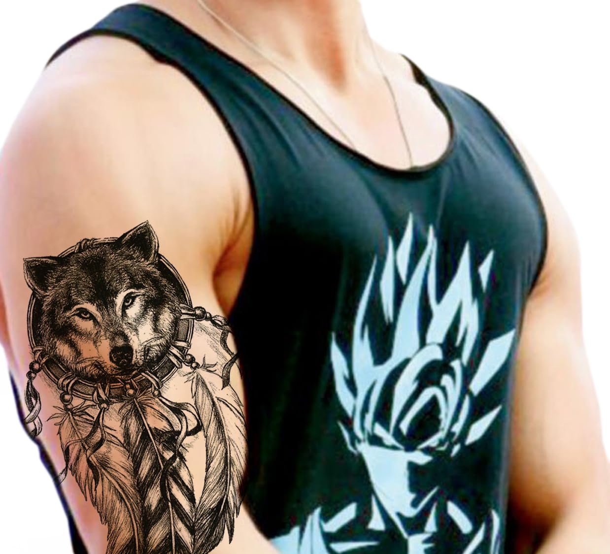 Waterproof Temporary Tattoo Stickers for Men & Women - 3D Realistic Flowers, Butterflies, Stars, Wolves & Armband Designs (21X15 cm) | Perfect for Parties, Halloween Costumes & Body Art Enthusiasts | HB-577