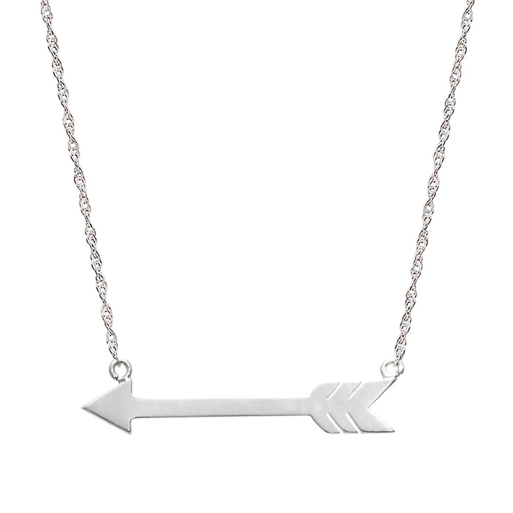 10K White Gold Fancy Arrow Necklace for Women - Elegant Dainty Jewelry Gift for Her - Perfect for Anniversary, Birthday & Everyday Wear