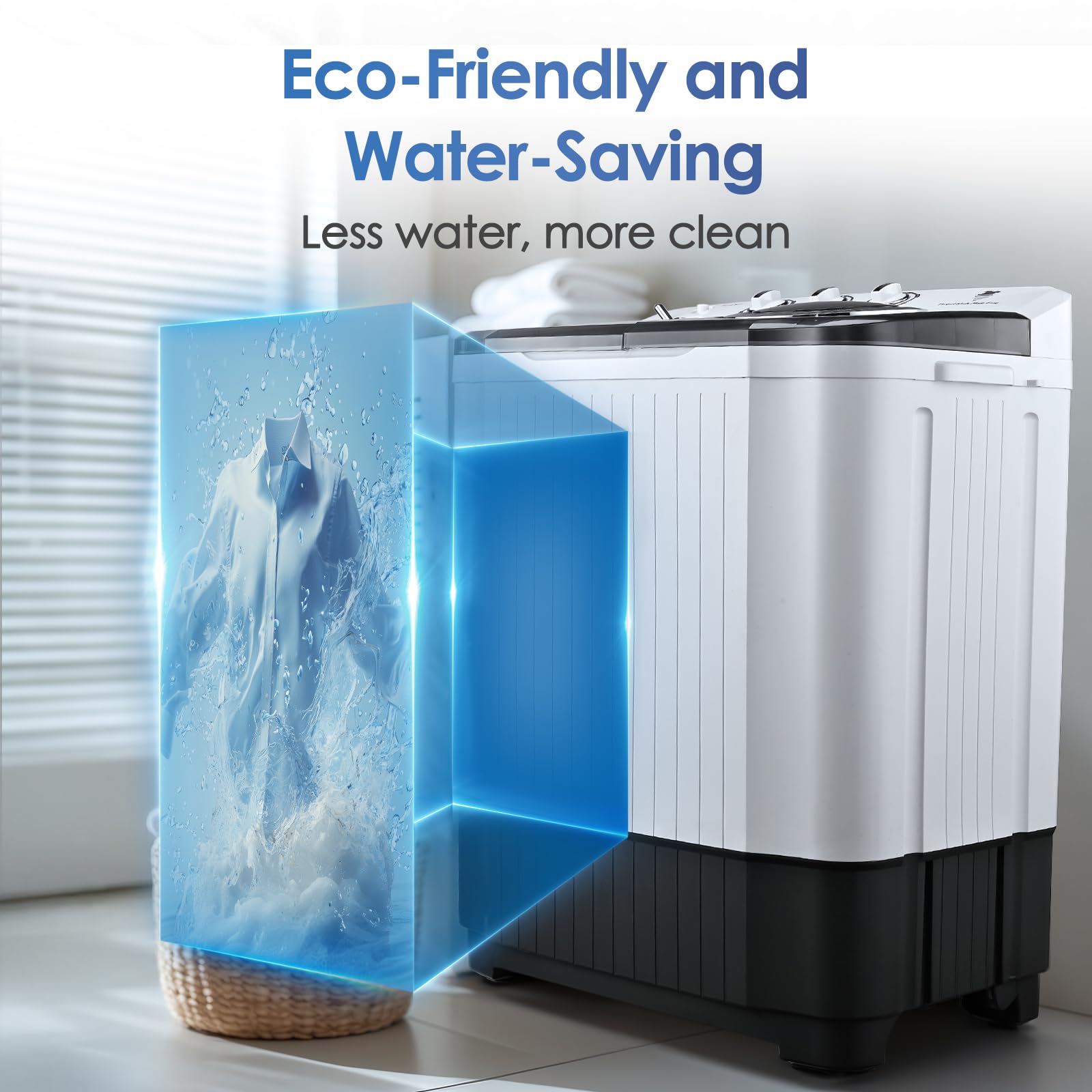 Portable Twin Tub Washing Machine - 28 Lbs Capacity (18 Lbs Washer + 10 Lbs Spinner) Compact Laundry Washer Dryer Combo for Apartments, Dorms, RVs & Camping - Perfect for Small Spaces, Travel & Off-Grid Living