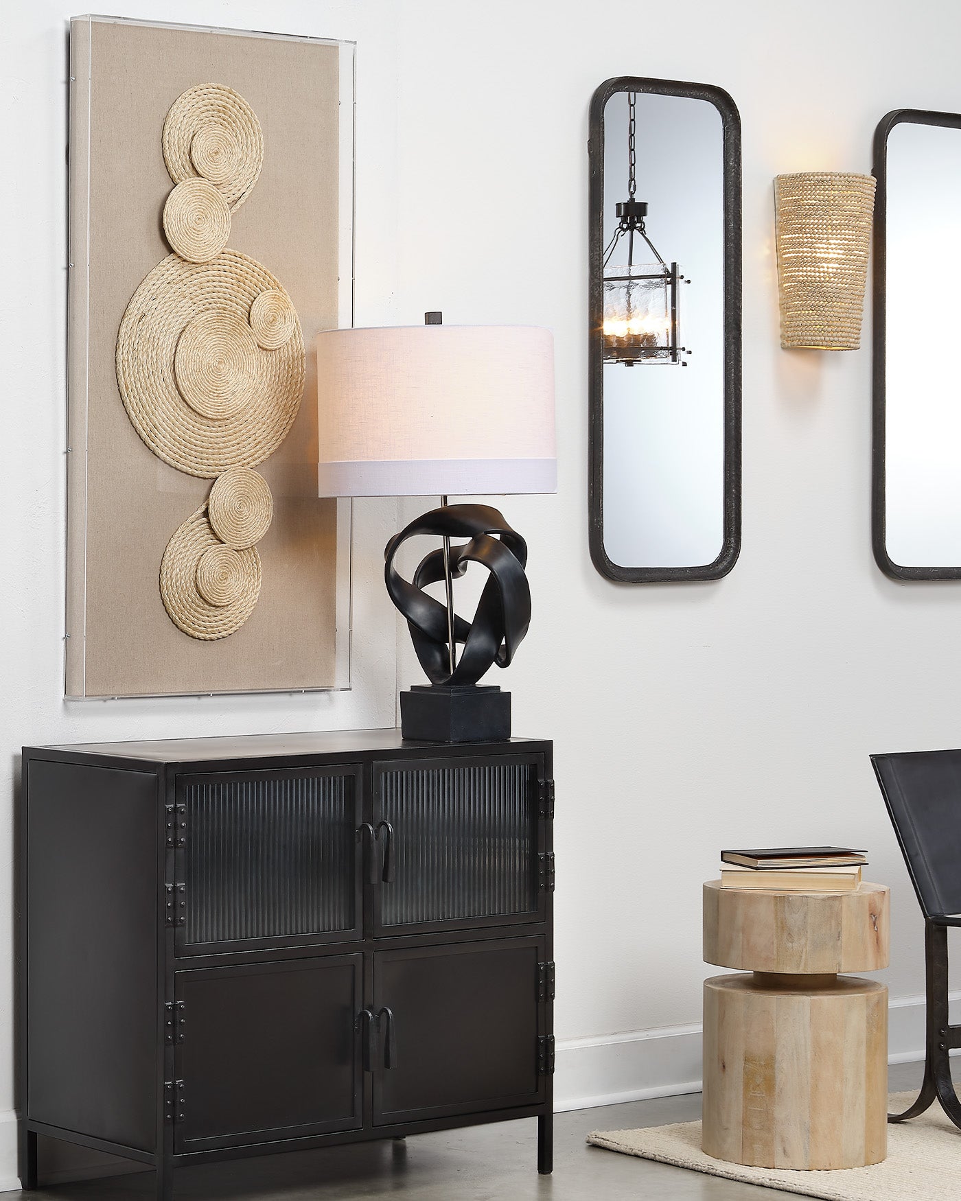 Modern Black Intertwined Table Lamp - Stylish Home & Office Lighting for Bedroom, Living Room, and Study Desk