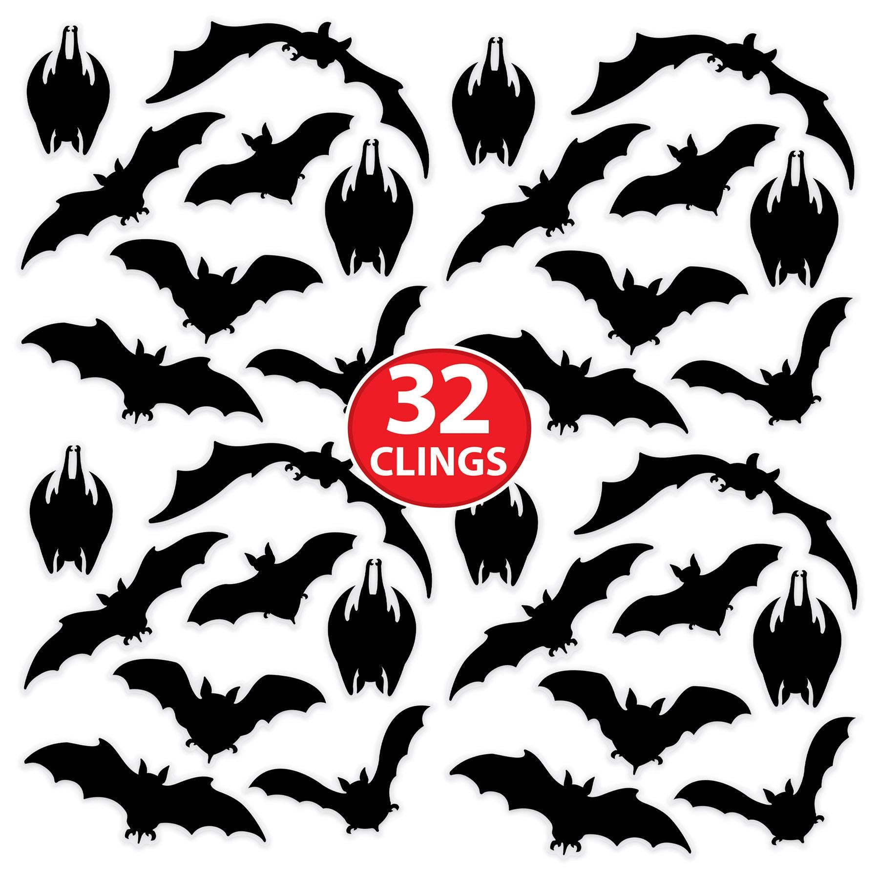 12 Pack Beistle Halloween Bat Silhouette Window Clings - Spooky Decals for Windows, Mirrors & Glass Doors - Perfect for Halloween Party Decorations & Haunted House Themes