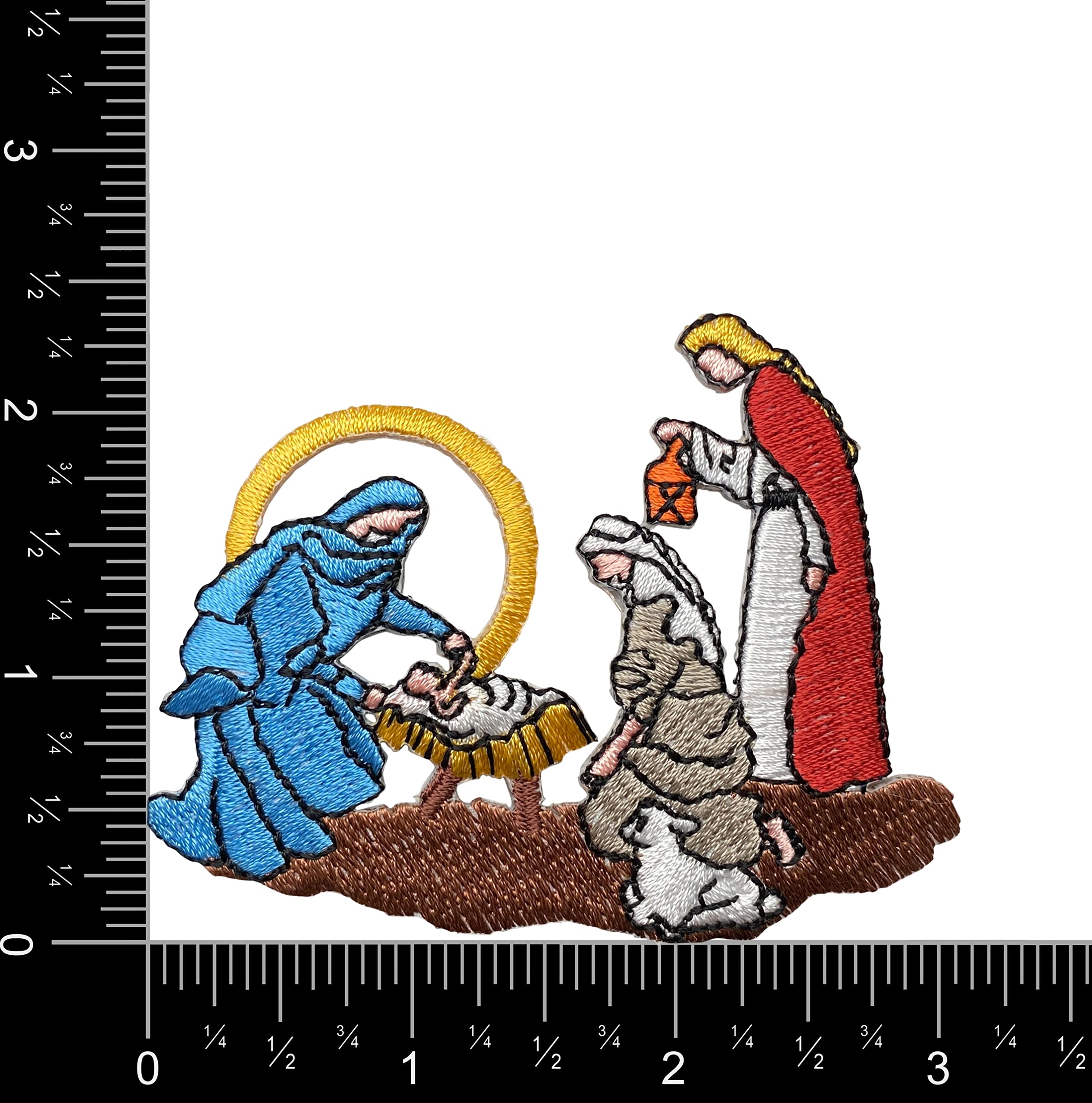 Religious Nativity Scene Iron-On Patch - Baby Jesus, Holy Family Christmas Embroidered Applique for Jackets, Hats & DIY Crafts - Perfect for Holiday Decorations & Christian Gifts
