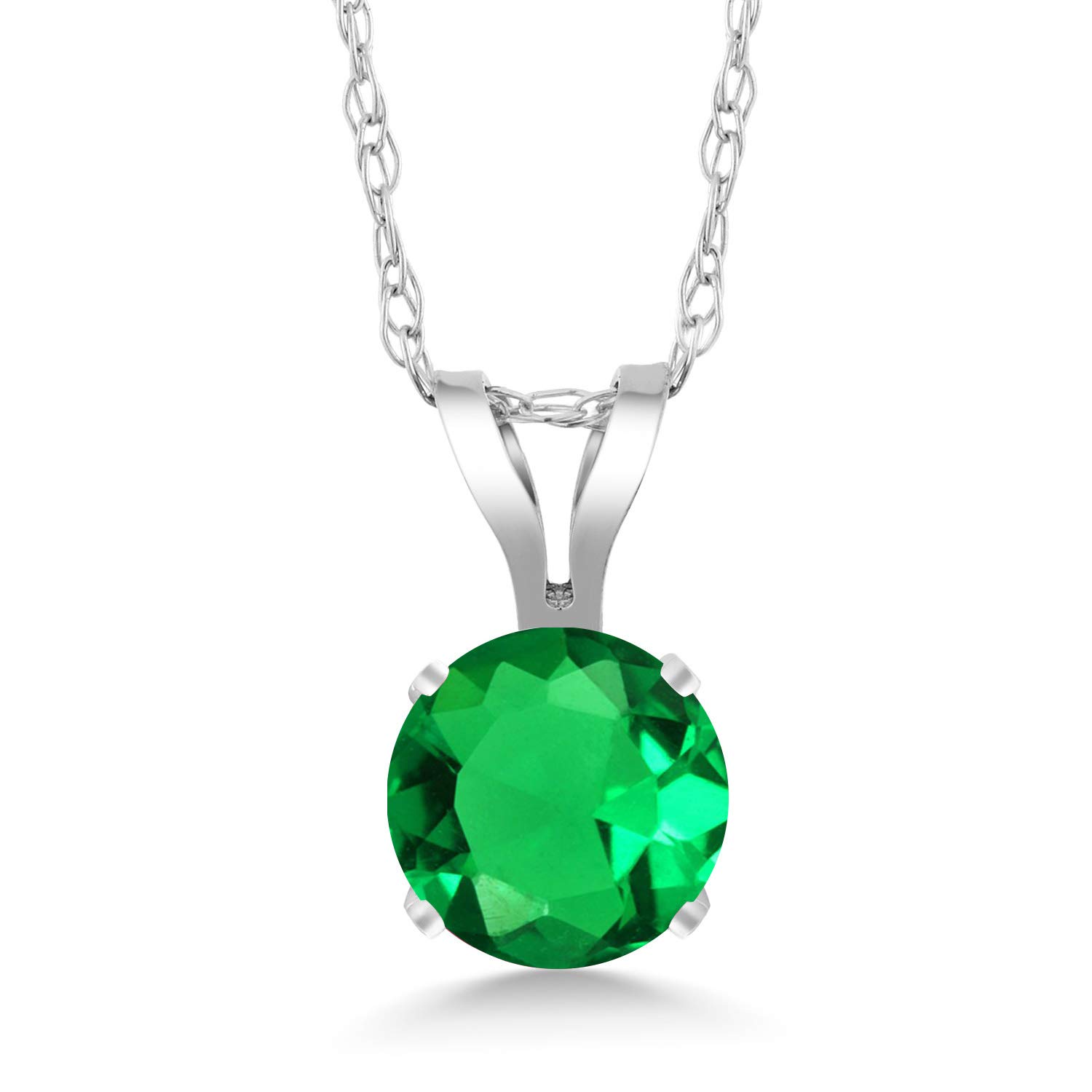 14K White Gold Round 4.5MM Birthstone Solitaire Pendant Necklace for Women - 18 Inch Gold Chain | Personalized Jewelry Gift for Mom, Wife, Anniversary & Special Occasions