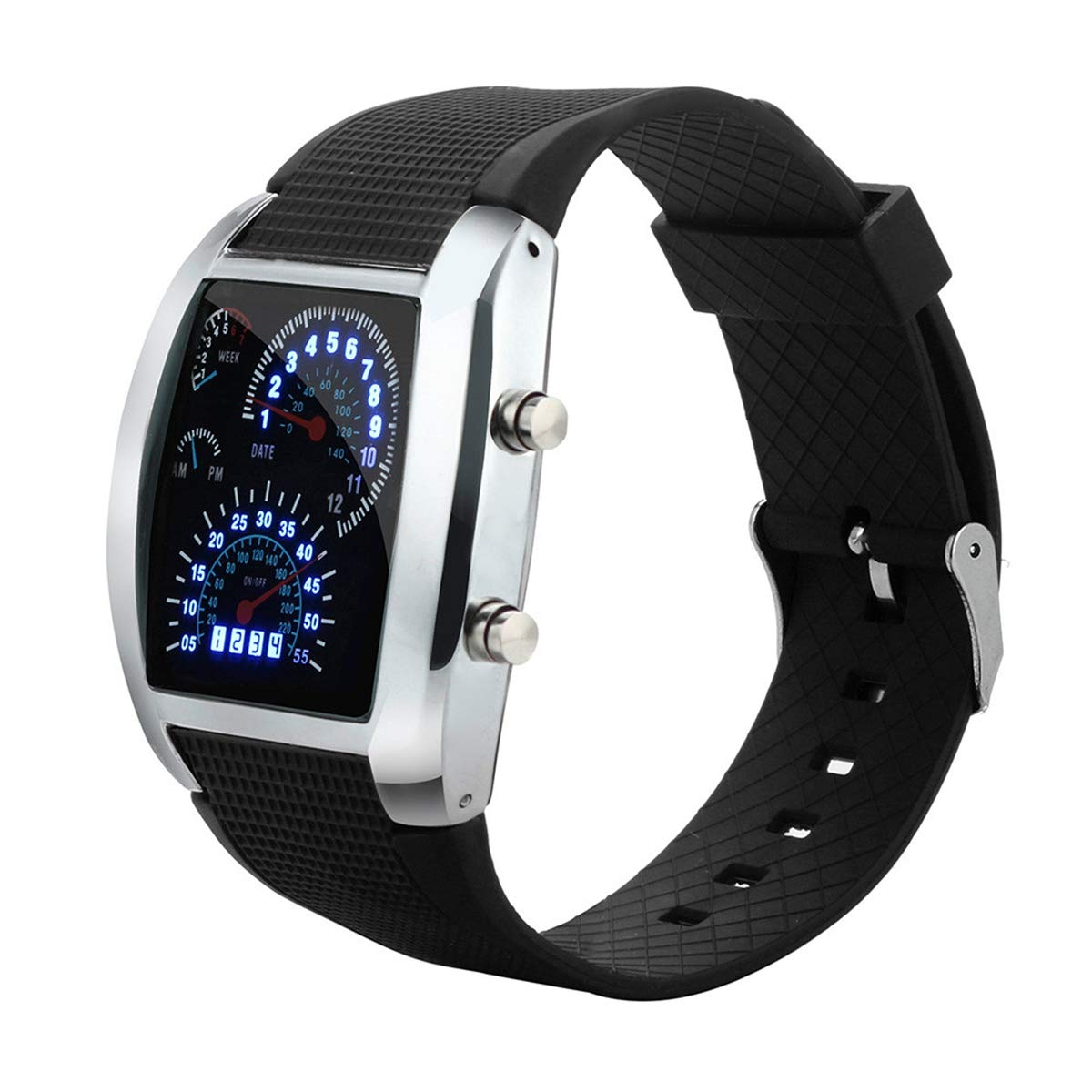 ZODRQ Men's LED Digital Sports Watch with Light - Stylish Car Dashboard Design, Quartz Movement, Waterproof Wristwatch for Running, Workout & Casual Wear - Perfect Gift for Men