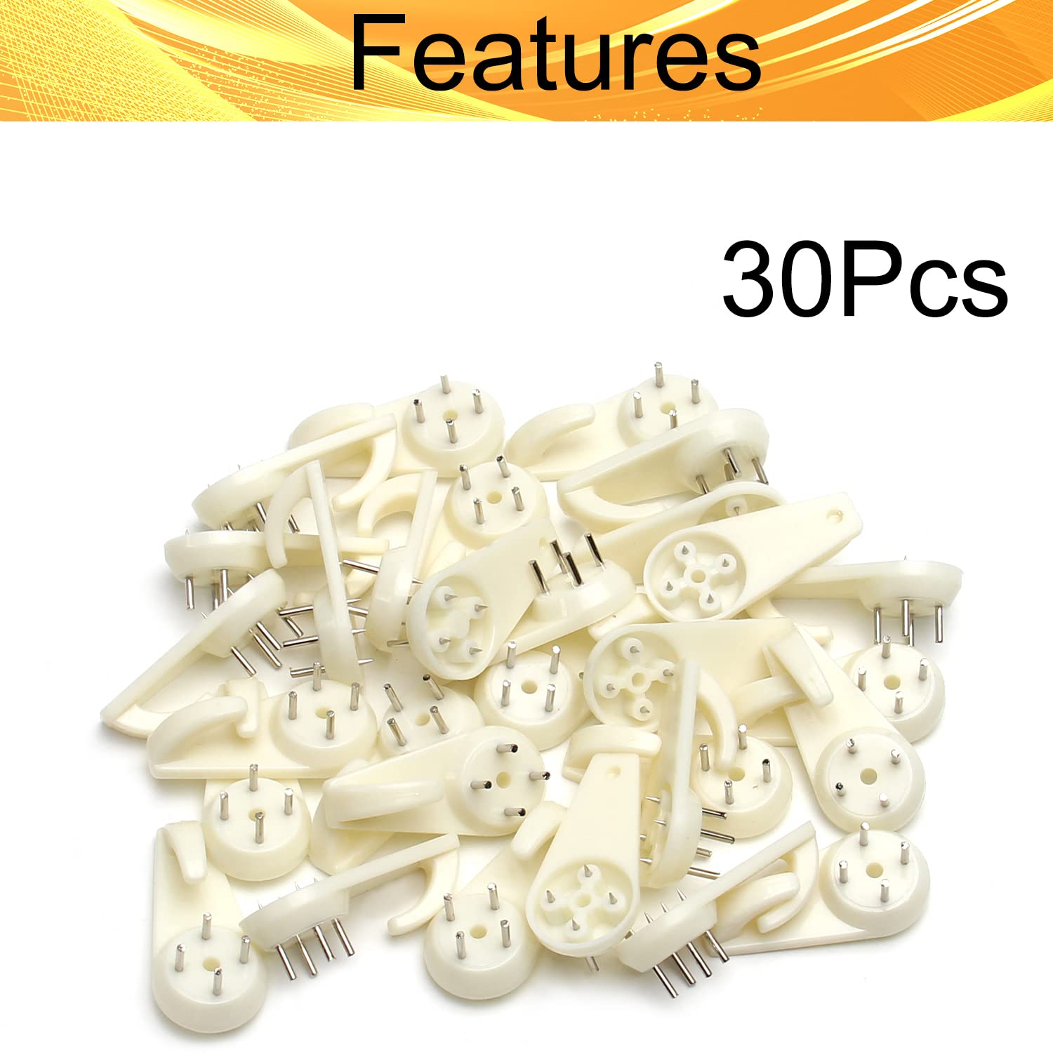 30PCS White Picture Hangers & Ceiling Hooks Kit with Nails - Heavy Duty Photo Frame Hangers for Hanging Plants, Mugs, Wind Chimes, Kitchen Utensils - Perfect for Home Decor, Wall Organization & DIY Projects