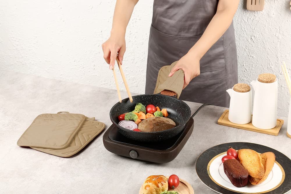 Heat Resistant Cotton Oven Pot Holder Set of 3 with Pocket - 7