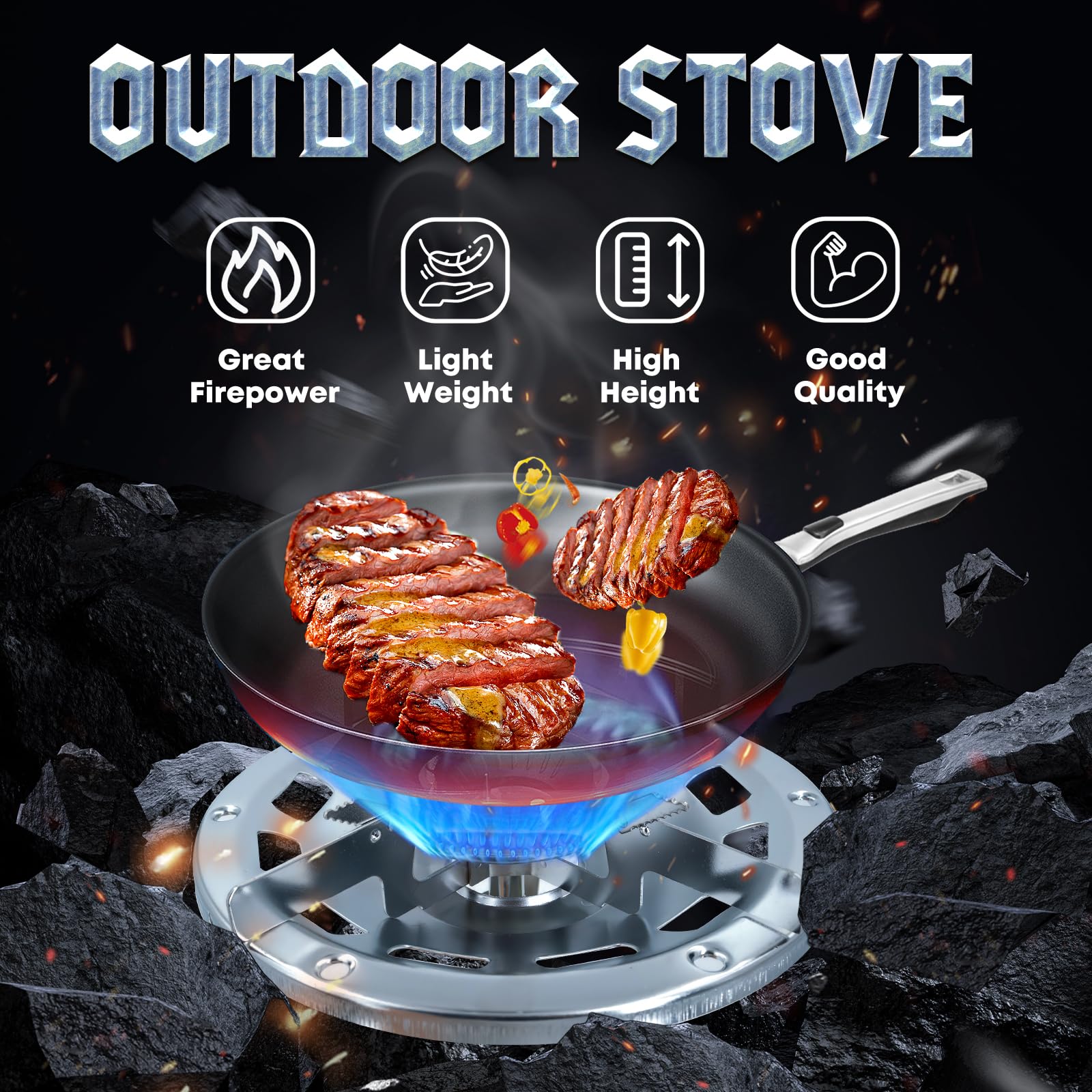 Portable Lightweight Outdoor Propane Stove for Camping, Hiking, RV Travel & Backyard BBQ - Perfect for Picnics, Tailgating and Emergency Cooking
