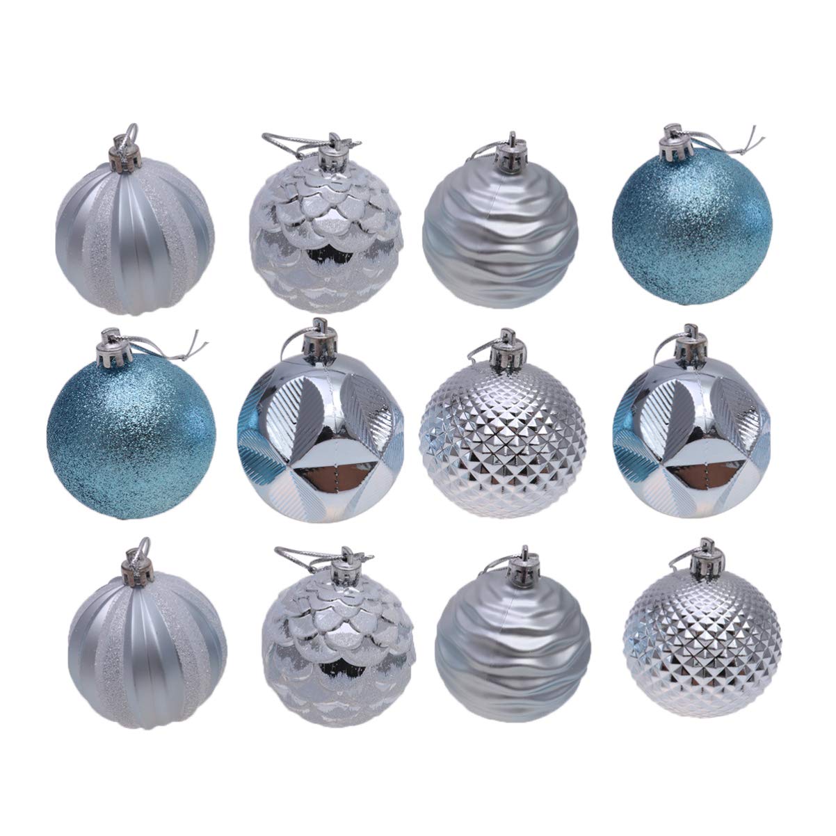 VICASKY 12-Piece 6CM Shatterproof Christmas Ball Ornaments - Blue Baubles for Tree Decorations, Home, Party & Wedding (Perfect for Holiday Decor, Xmas Tree Trimming & Festive Celebrations)