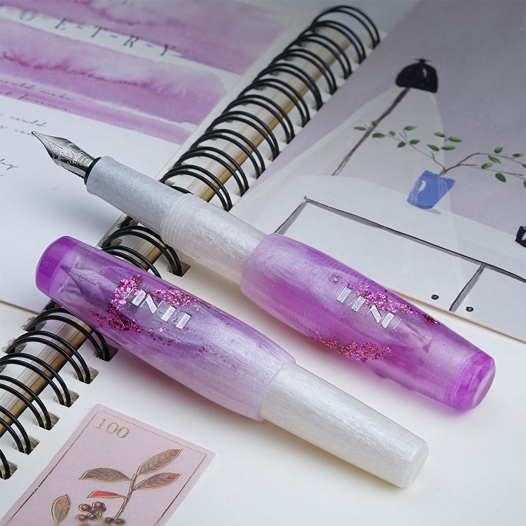 Benu Pixie Pocket Fountain Pen - Icy Violet Color, Compact & Portable for Everyday Writing, Journaling & Note-Taking