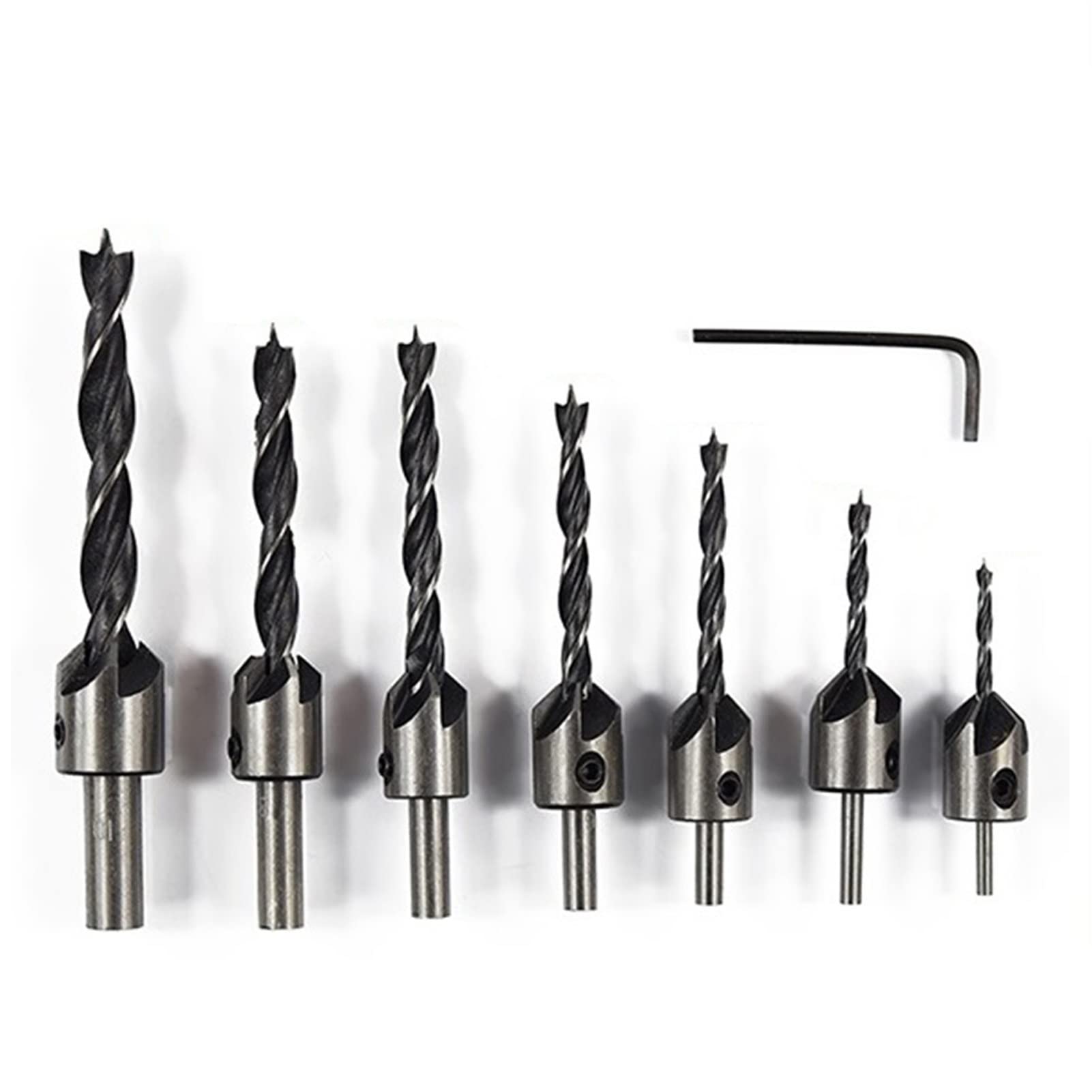 KIRANDY HSS Countersink Drill Bit Set - 7pcs 3-10mm Woodworking Chamfer Tool for Pilot Holes & Screw Heads - Perfect for DIY Projects, Cabinetry & Metalworking