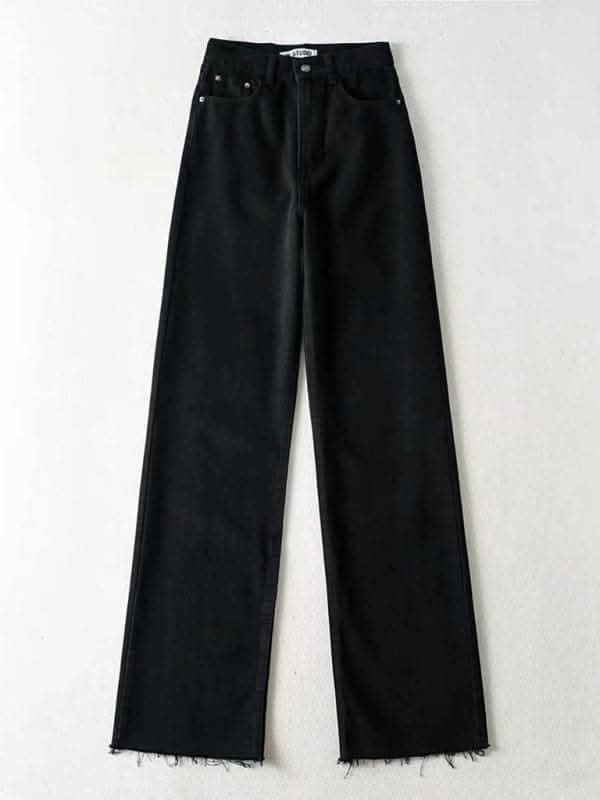 Stylish High Waist Wide Leg Jeans for Women - Trendy Comfortable Denim Pants for Casual & Office Wear