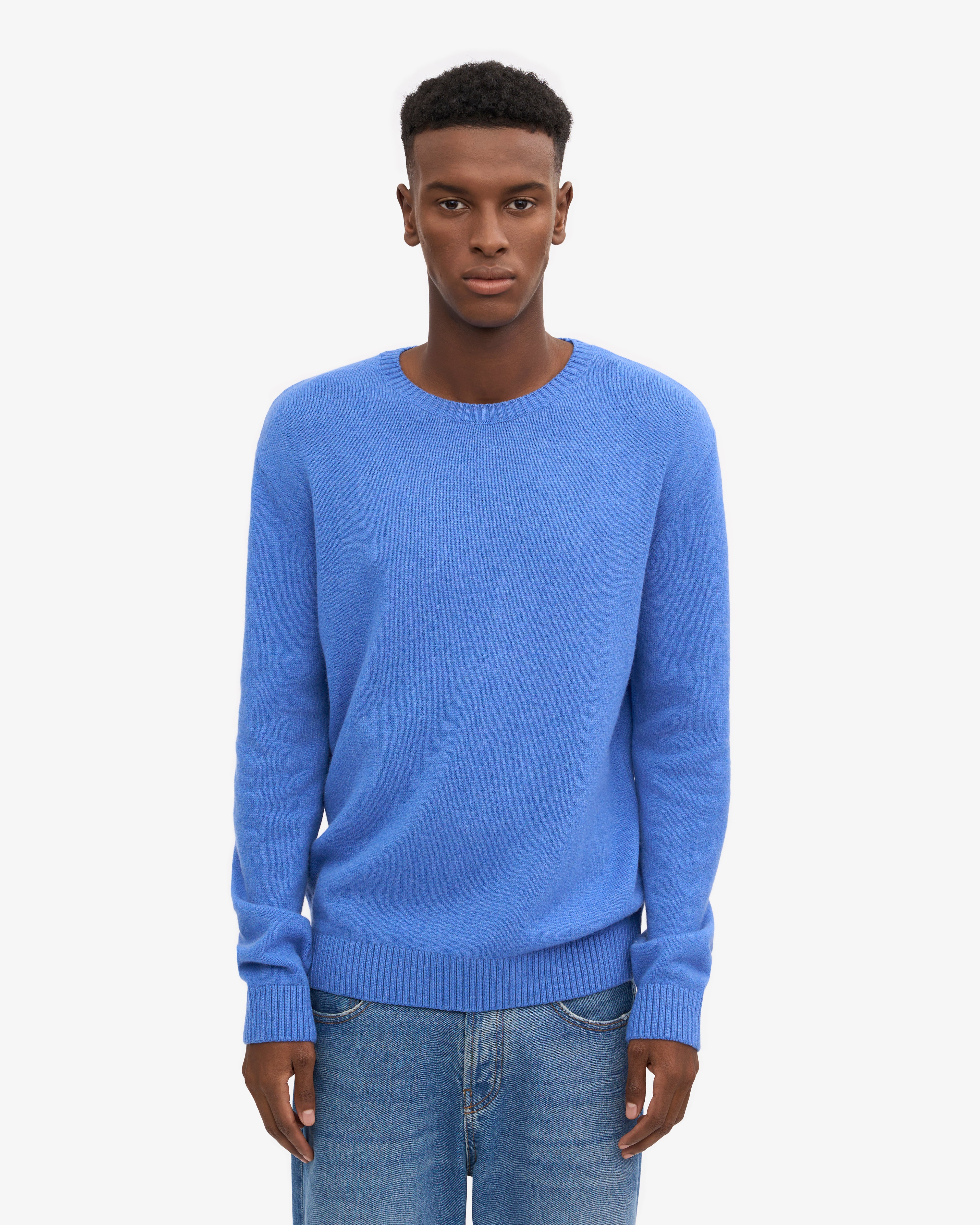 Classic Merino Wool Crew Neck Sweater for Men - Soft & Warm Pacific Blue Pullover - Perfect for Winter, Outdoor Activities & Casual Wear
