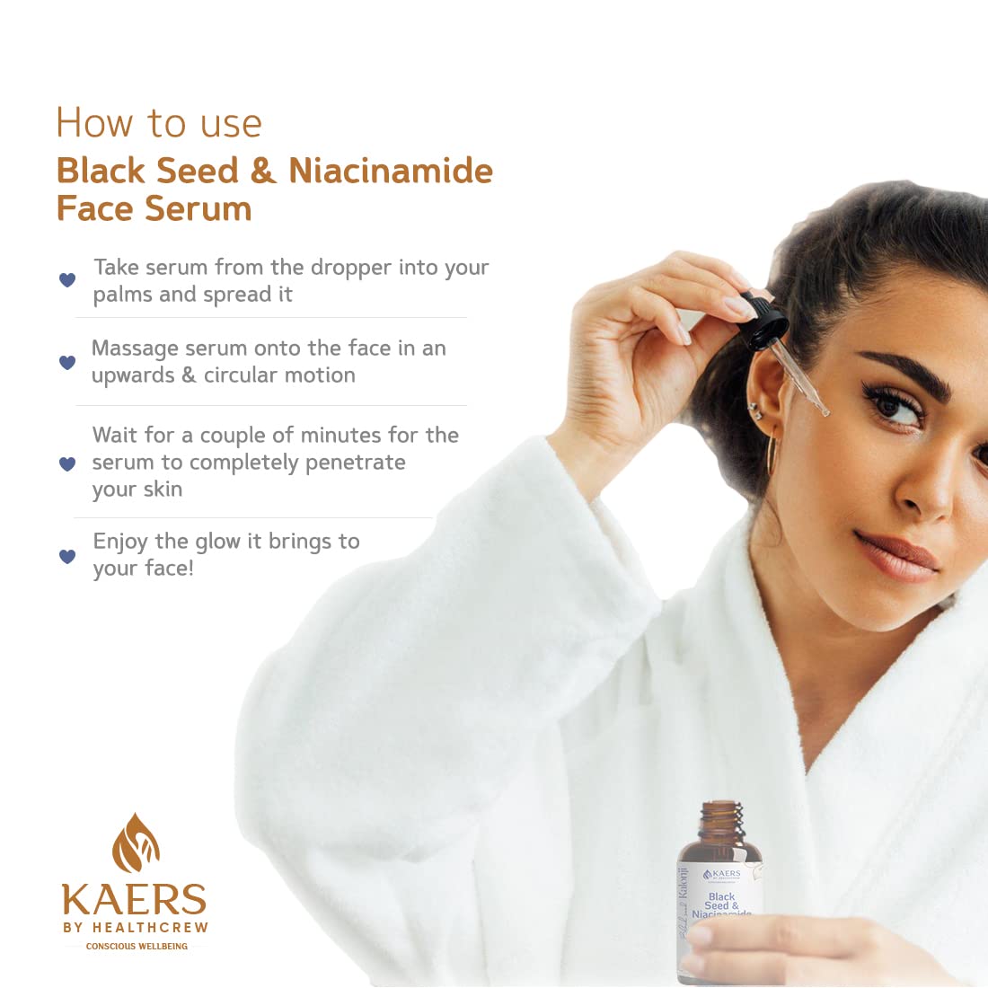 Kaers Kalonji Serum with Black Seed & Niacinamide - Paraben Free, Silicone Free Facial Serum for Healthy, Glowing Skin (30ml) | Hydrating & Brightening Face Treatment for Day & Night Skincare Routine