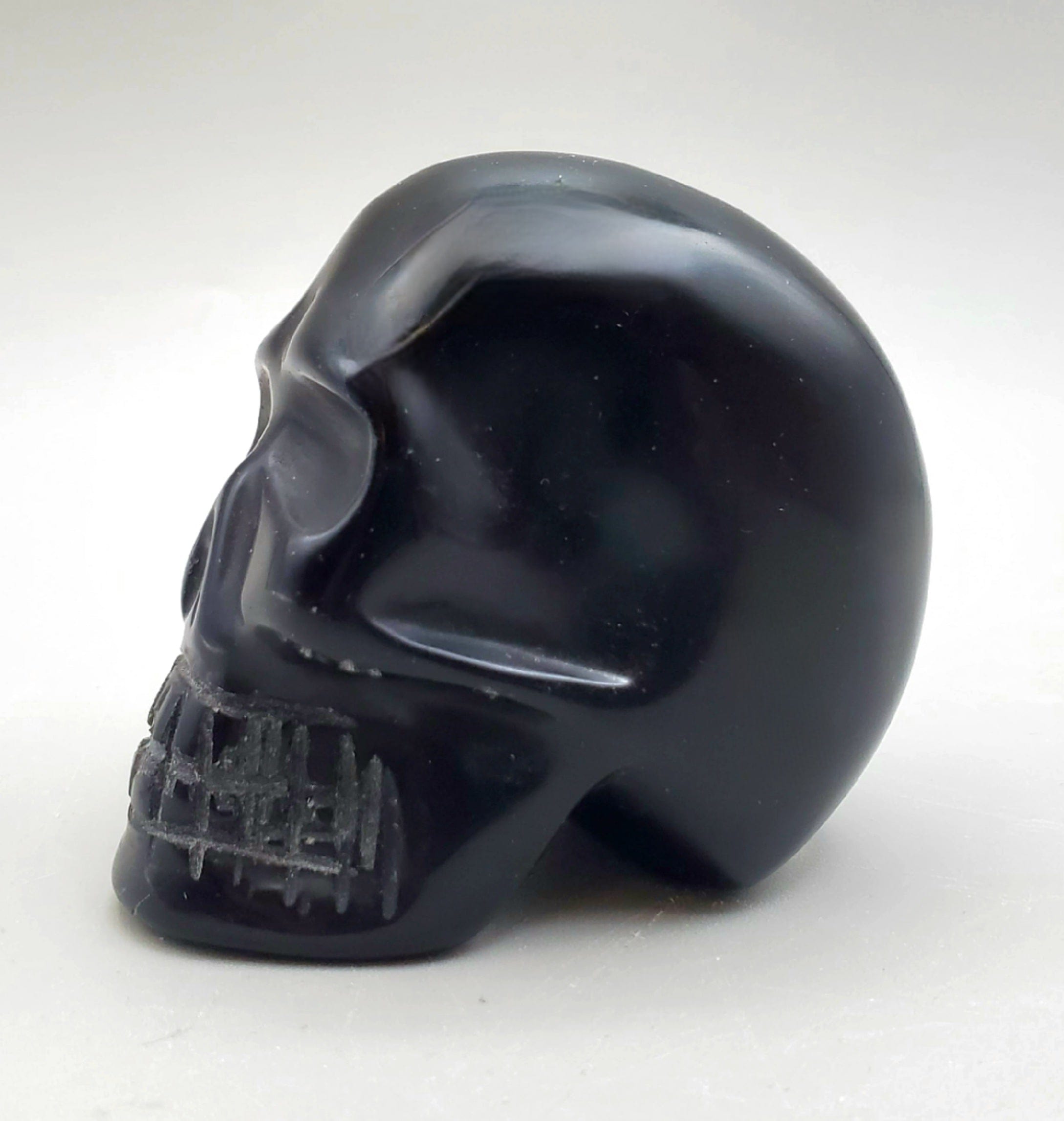Black Onyx Skull Carving - Handcrafted Gothic Decor, Unique Gemstone Sculpture for Home Altar, Meditation & Spiritual Healing