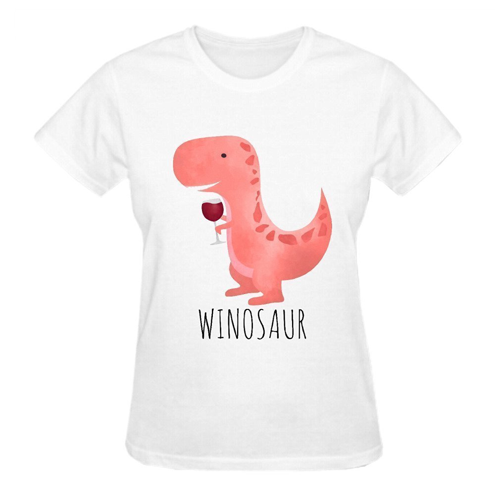 Funny Dinosaur Graphic T-Shirt for Women - Short Sleeve Crew Neck White Cotton Tee - Casual Wear & Gift for Dino Lovers