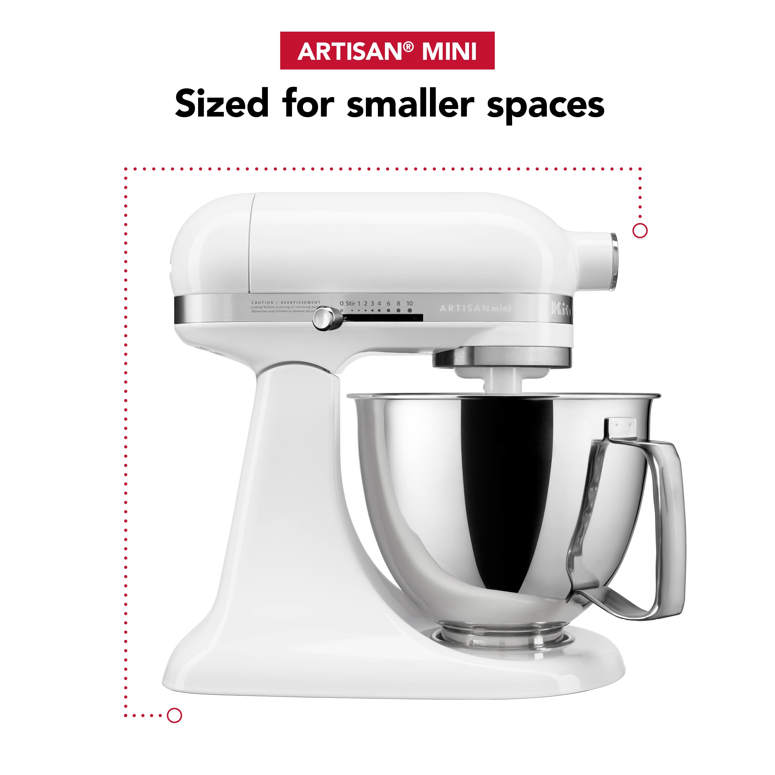 KitchenAid Artisan Mini 3.5 Quart Tilt-Head Stand Mixer - KSM3316X - White | Compact Baking Mixer for Small Kitchens, Perfect for Cookies, Cakes & Dough | Home & Professional Use